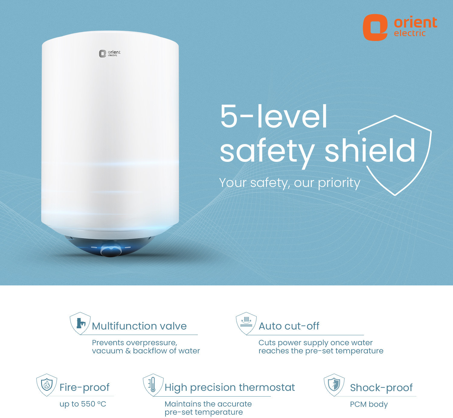 Image of Orient Electric Cronos Pro | 5 Star BEE Energy Rating |High-rise Compatible 25 L Storage Water Geyser