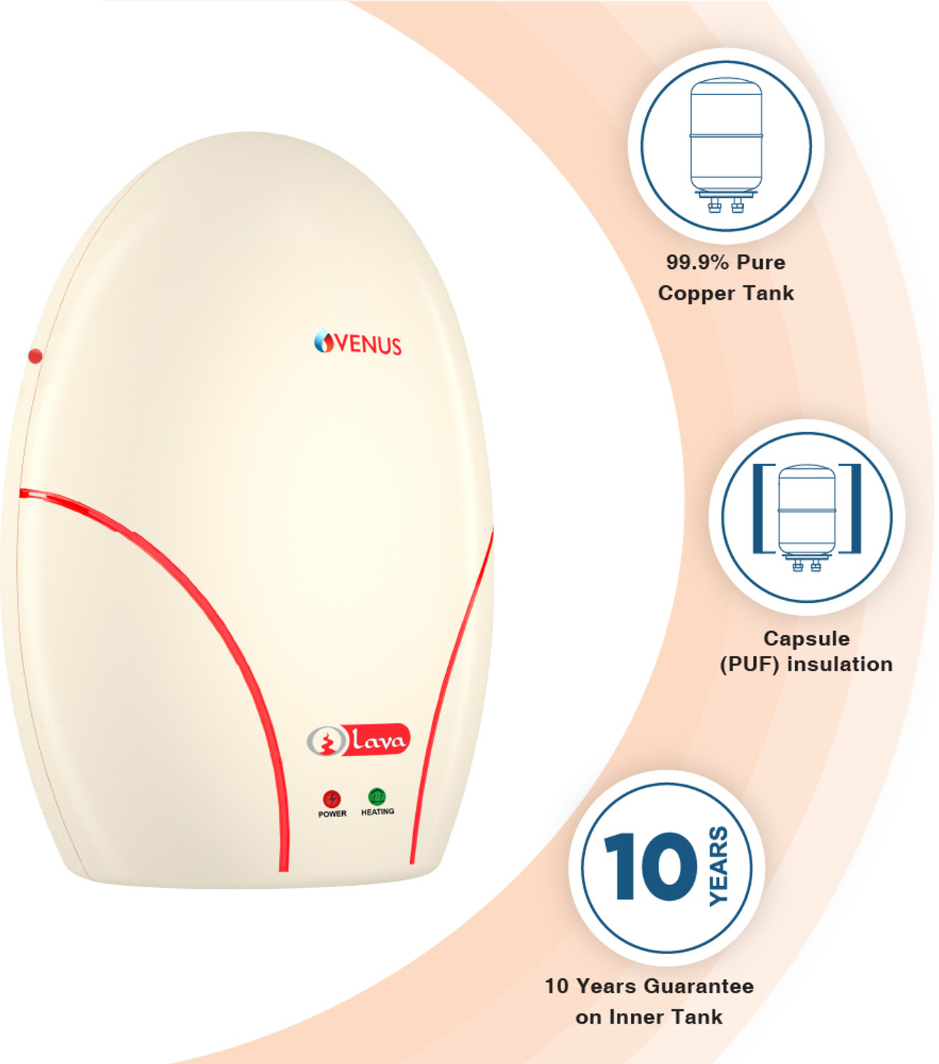Image of Venus 3 L Instant Water Geyser (Lava 3L30, Ivory) (Ivory)