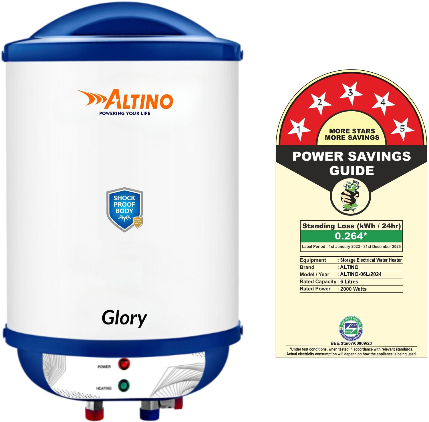 Image of ALTINO Glory Premium Geyser High Grade SS 304 Tank, Rust & Shock Proof ABS Body 6 L Storage Water Geyser