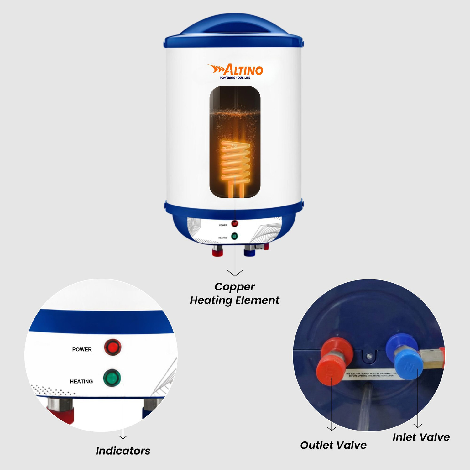 Image of ALTINO Glory Premium Geyser High Grade SS 304 Tank, Rust & Shock Proof ABS Body 6 L Storage Water Geyser