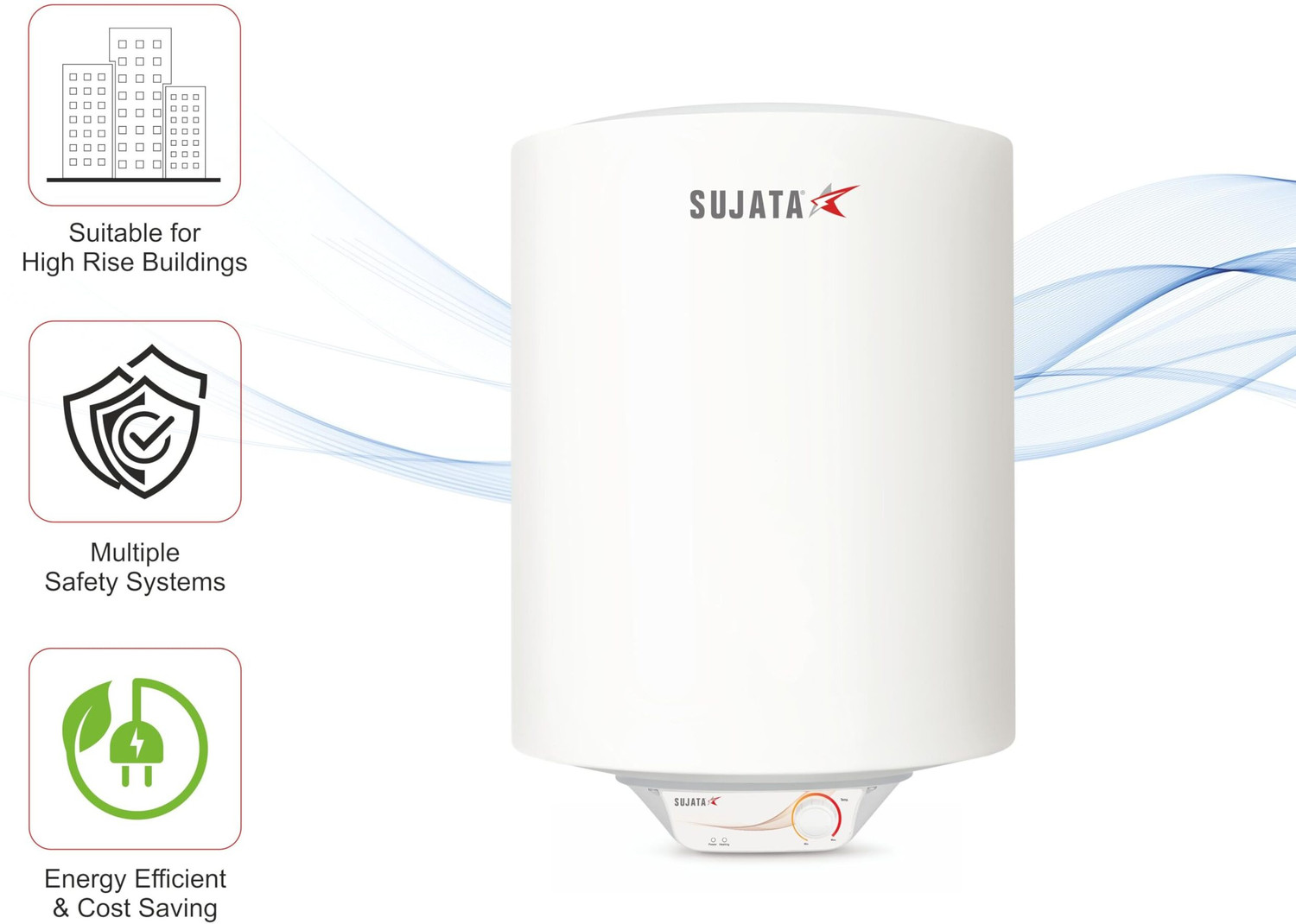 Image of SUJATA SWHA 99 Geyser 15 Litre | 2000W Water Geyser | Ideal for Bathroom | 15 L Storage Water Geyser
