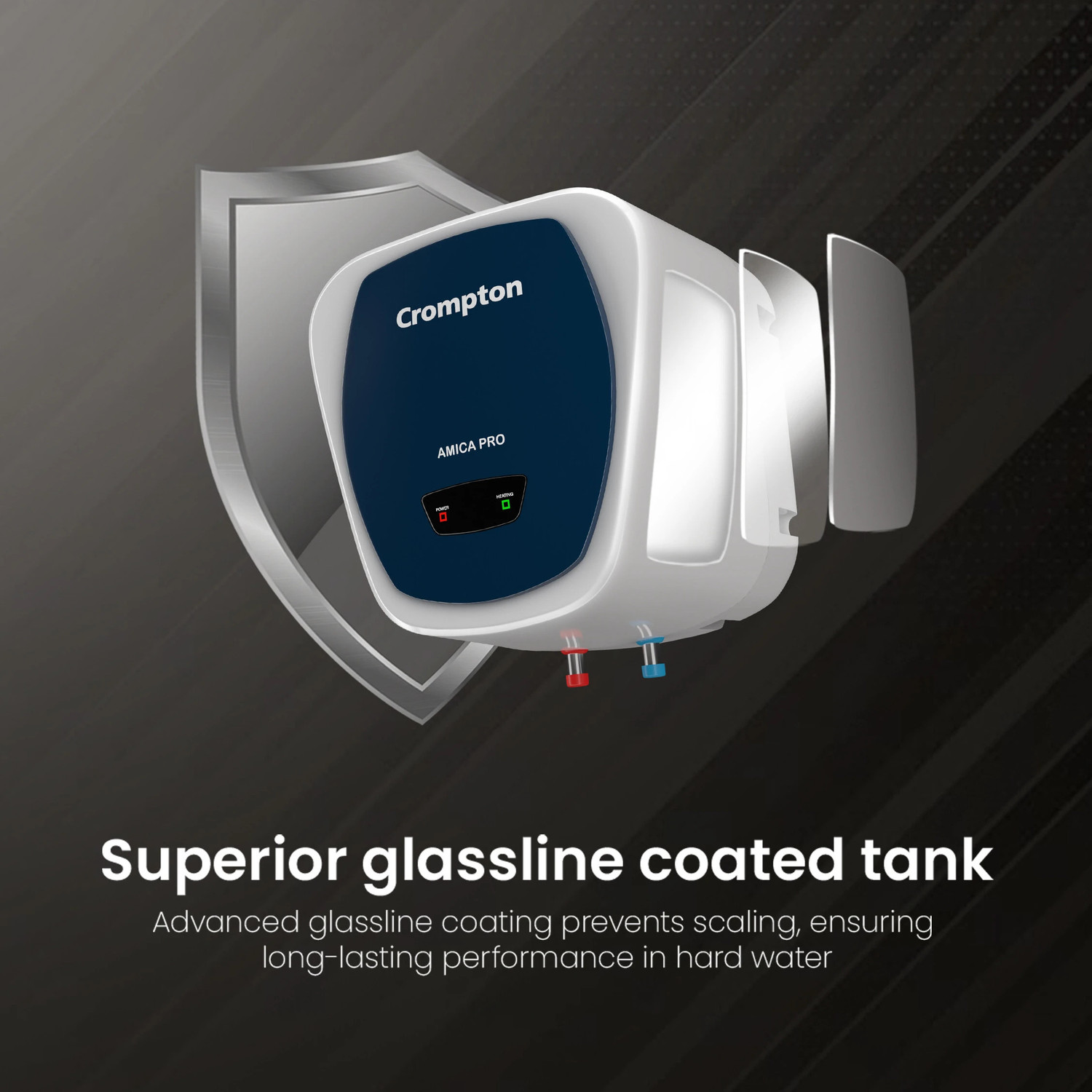 Image of Crompton ASWH-5215 Amica Pro) 15 L Storage Water Geyser | 5 Star BEE Energy Rating | Glassline Tanked