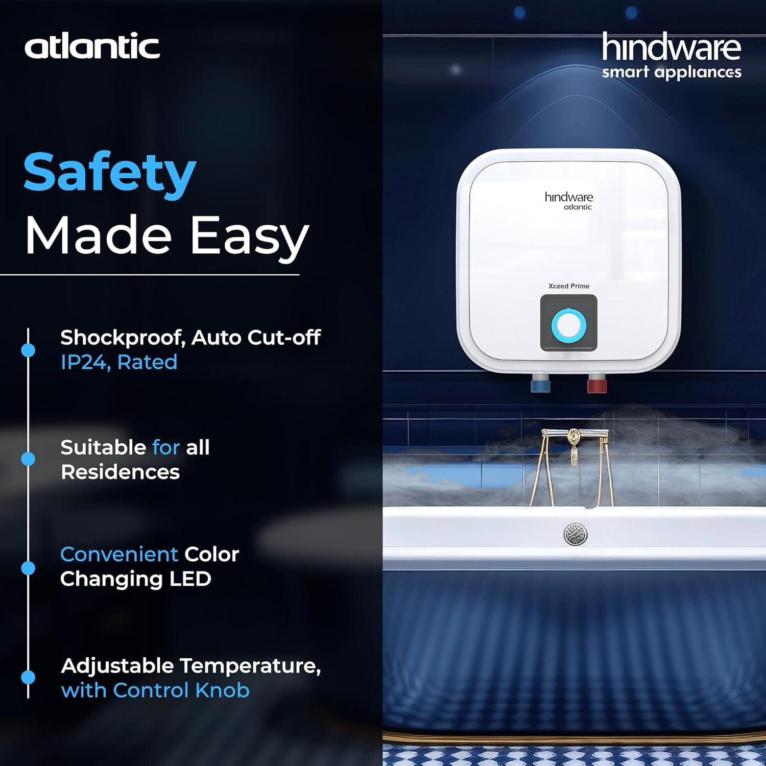Image of Hindware 10 L Storage Water Geyser (Xceed Prime ( Pack of 1) 2Kw,, White) (White)