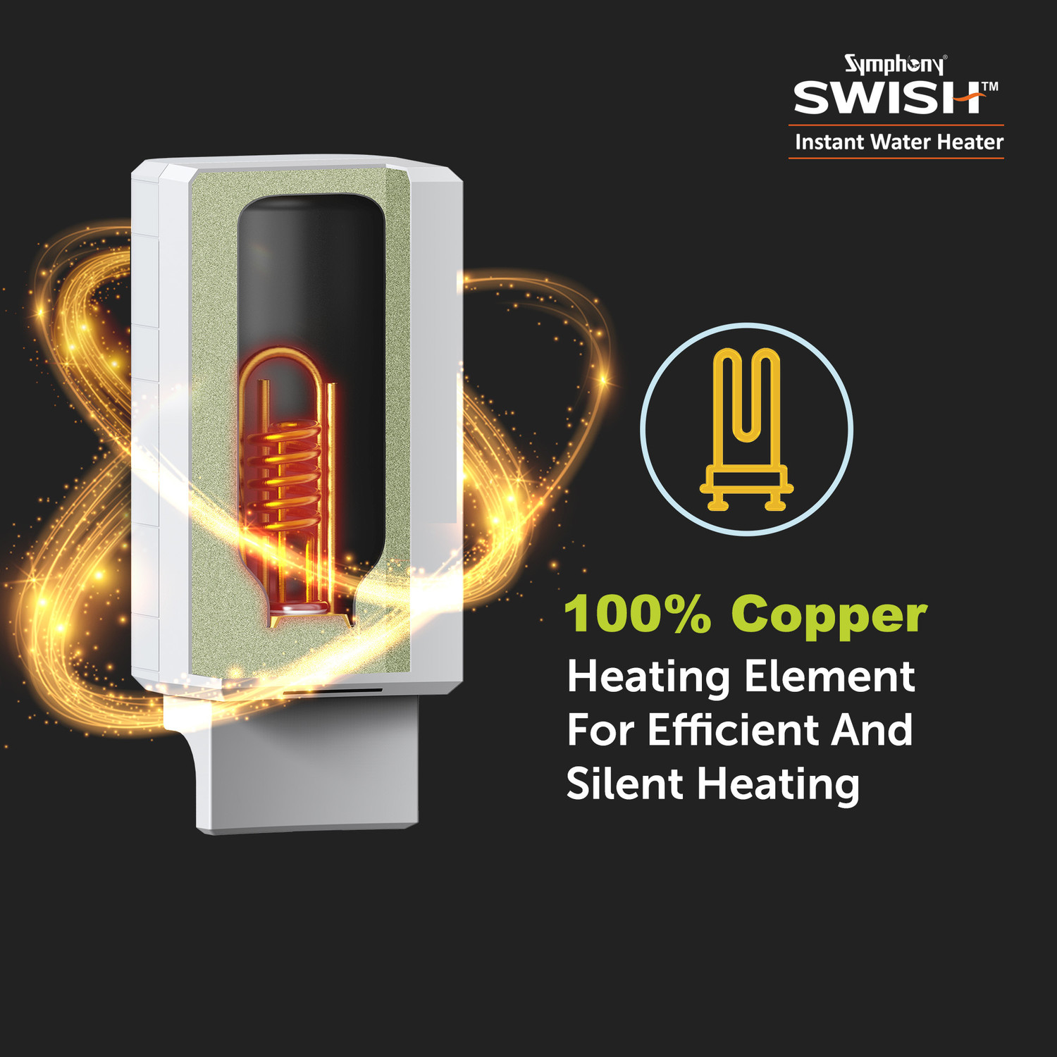 Image of Symphony Swish 3 L Instant Water Geyser free installation