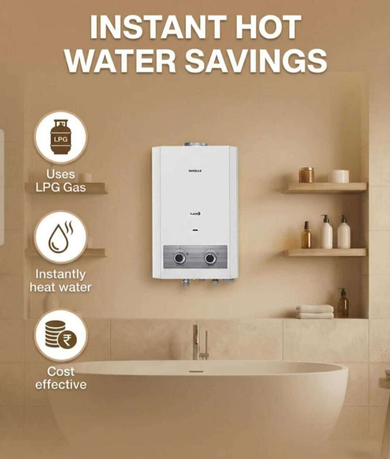 Image of HAVELLS FLAGRO 5.5L 5.5 L Gas Water Geyser