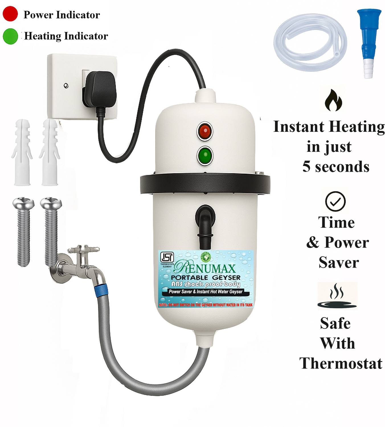 RENUMAX 1 L Instant Water Geyser (Made of First Class ABS Plastic