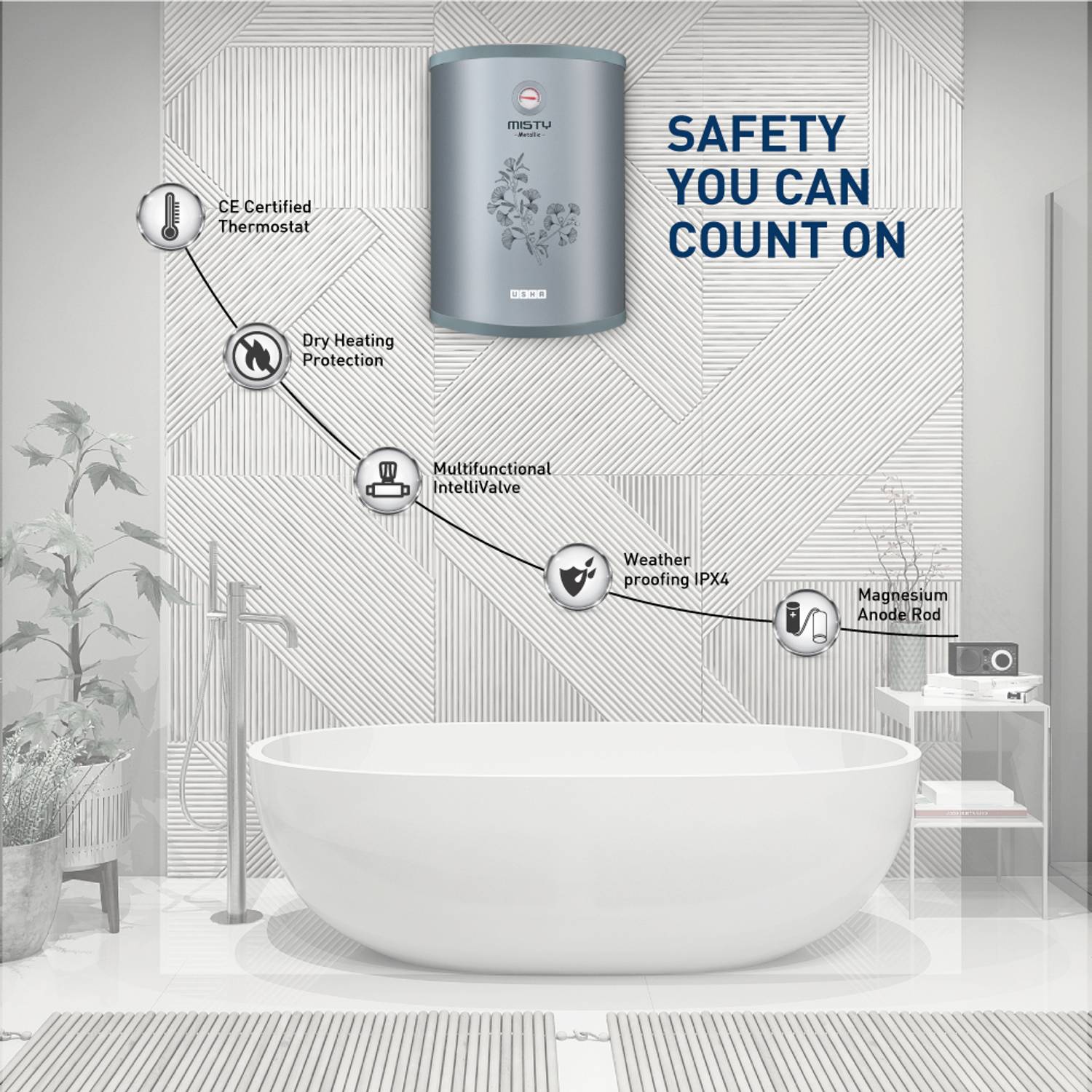 Usha SWH Misty 25L Metallic Silver
