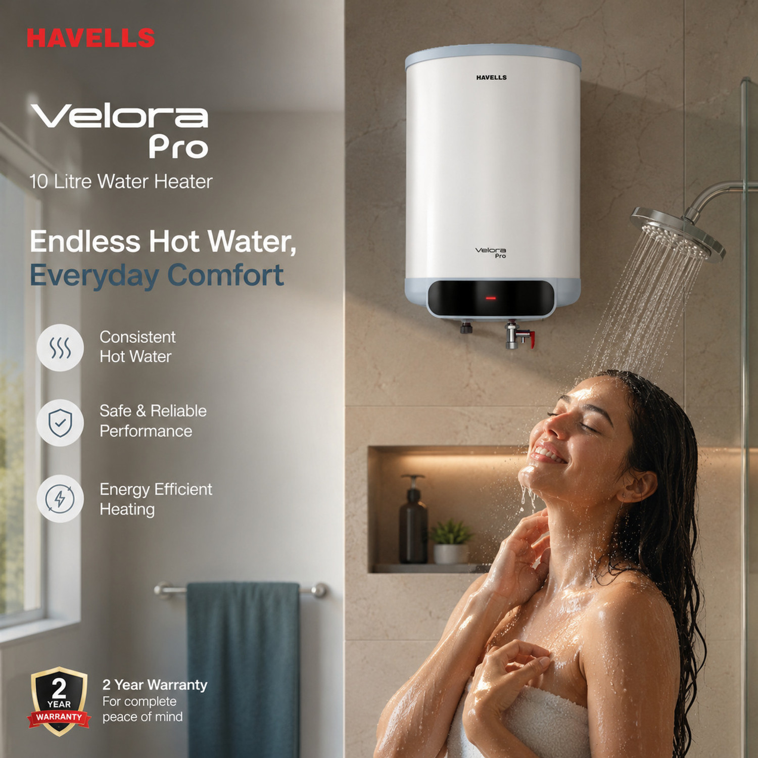 Image of HAVELLS Velora Pro 10 L 10 L Storage Water Geyser