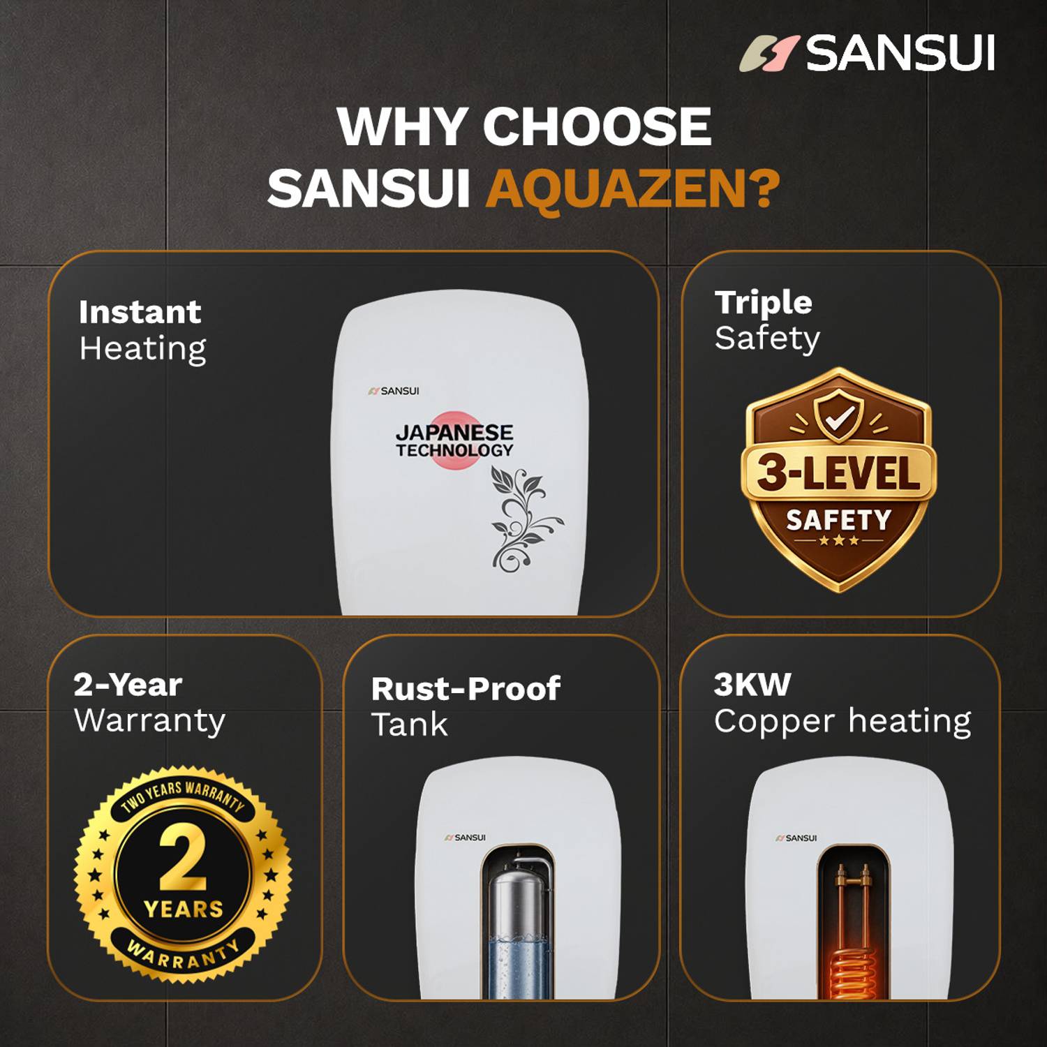 Sansui AquaZen 5.9L Instant Water Geyser - Image 2