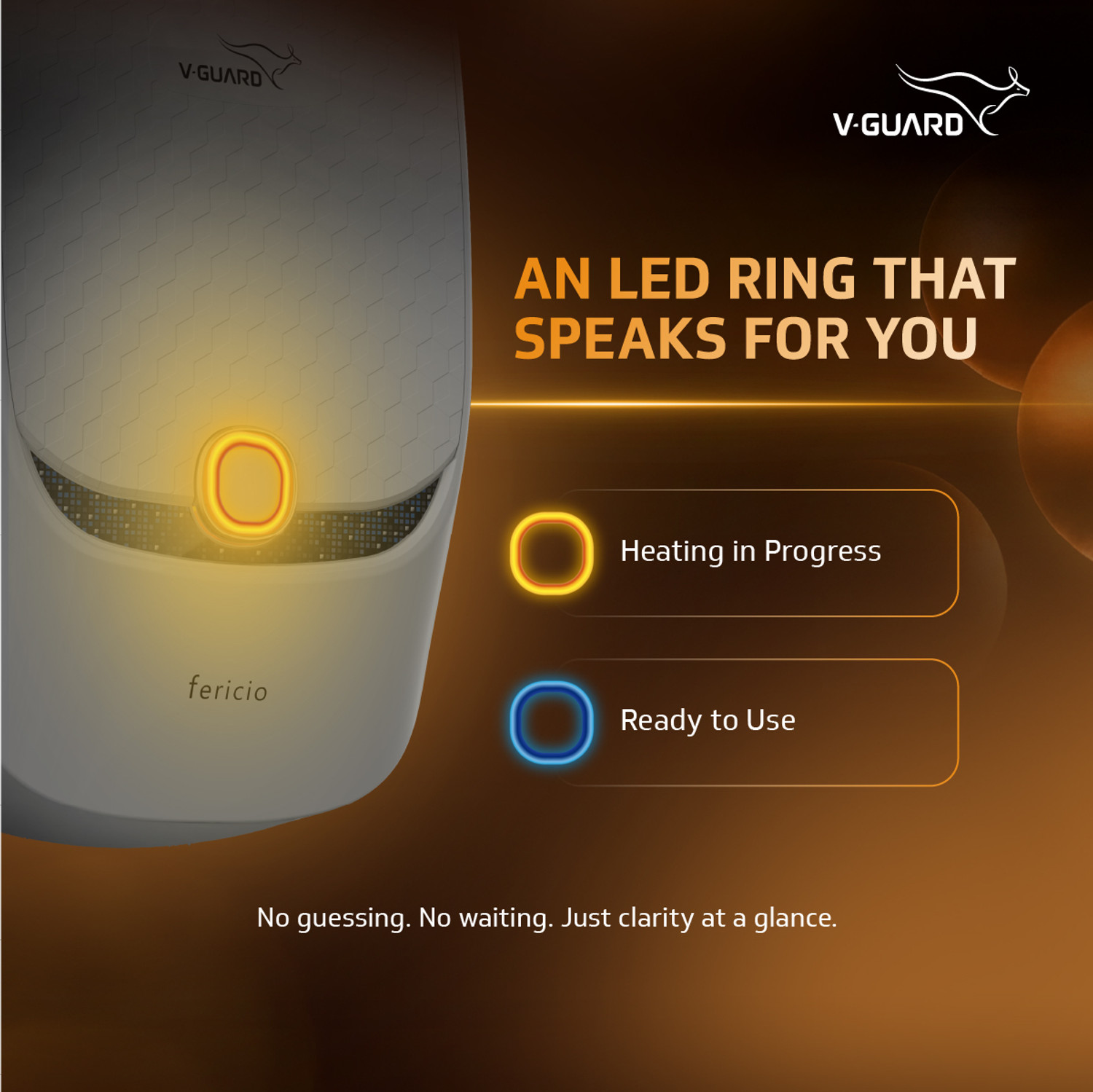 Image of V-Guard Fericio 3 L 3 L Instant Water Geyser Elegant LED Rings | 3000 W Powerful Heating |Suitable for Kitchen & Bathroom | 5 Year Tank Warranty