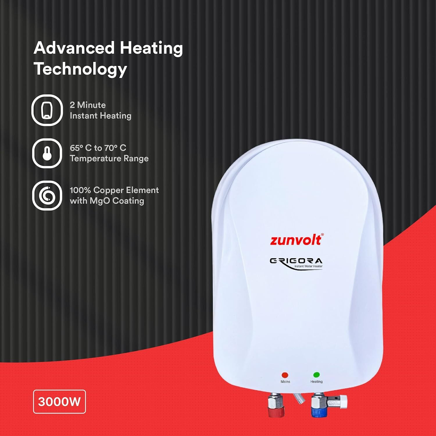 Image of ZunVolt Grigora 3 L Instant Water Geyser