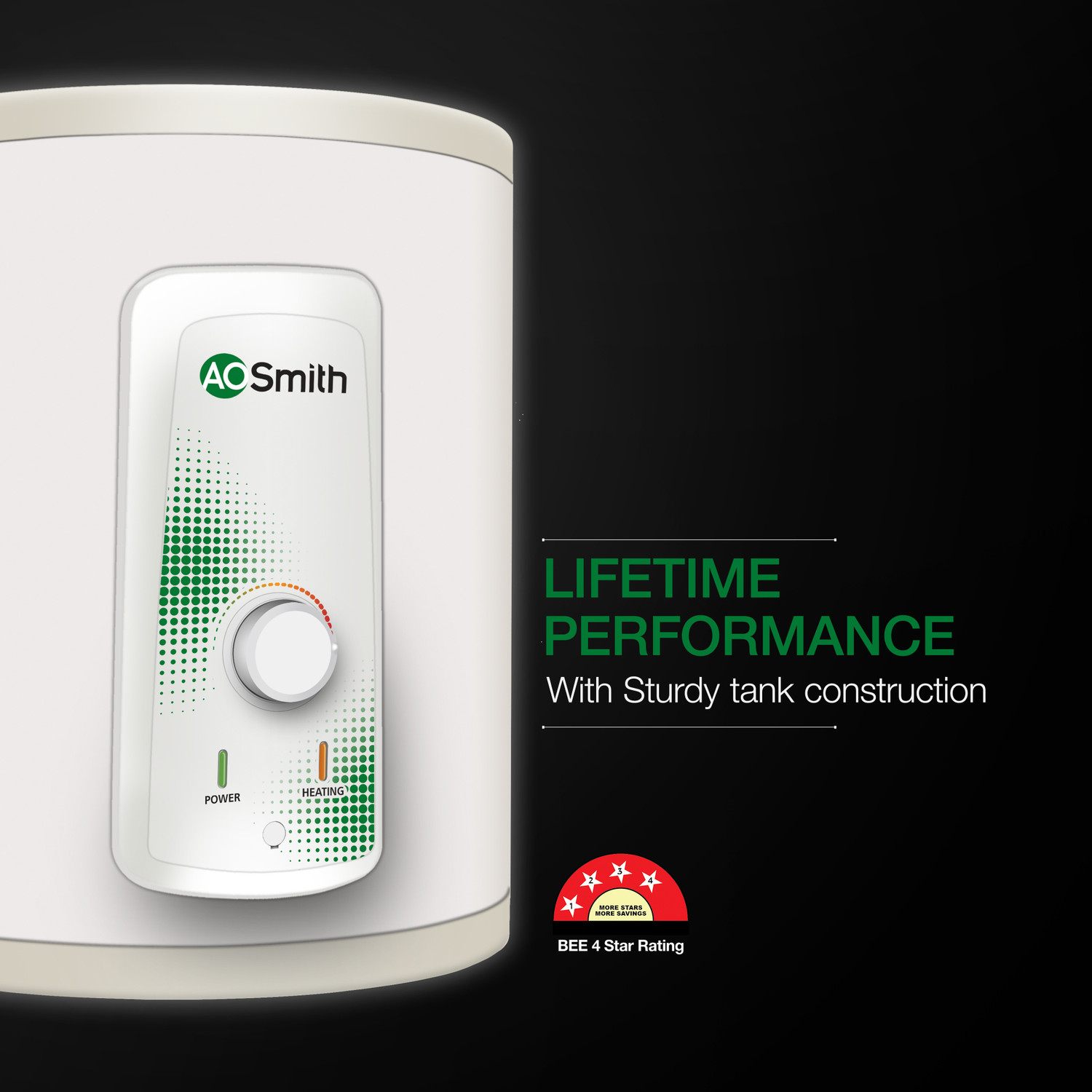 Image of AO Smith HSE-VAS-X-025 25 L Storage Water Geyser | 2kW | Vertical | Designed for high rise buildings with 8 bar pressure rating | Longer life in hard water conditions with Blue Diamond glass lined tank | BEE 4-star rating for high energy efficiency and power savings