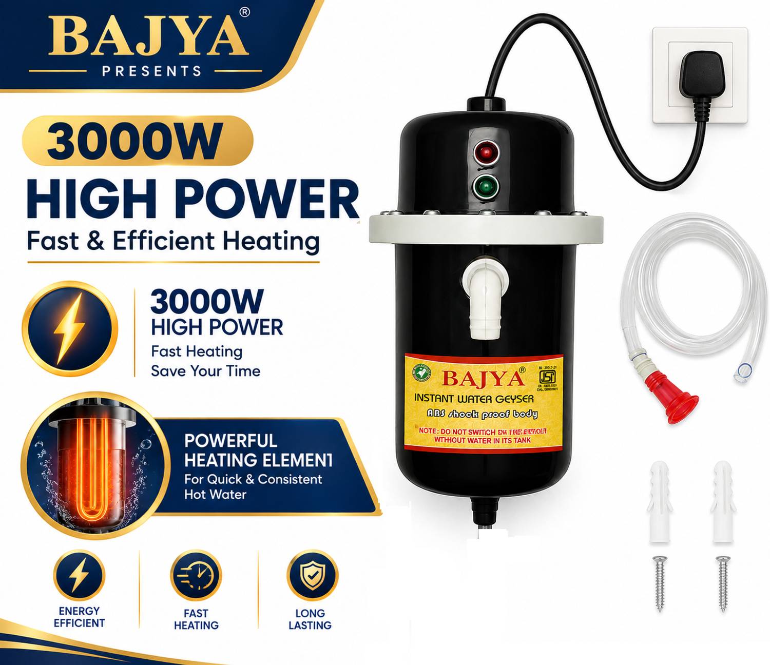 Bajya 1-Litre Instant Water Heater[quick water heating] 1 L Instant Water Geyser