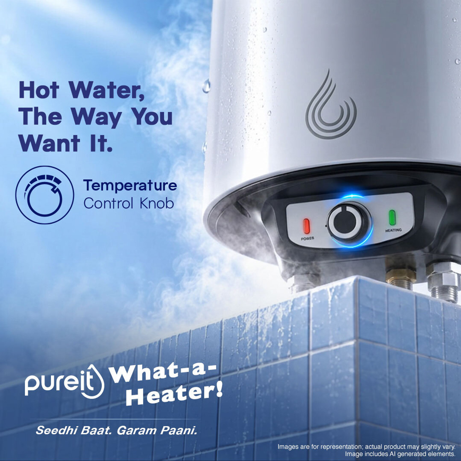 Image of Pureit 15 L Storage Water Geyser | Incoloy 800 Heating Element & Glass Lined Tank | BEE 5 Star Rating | Temperature Control (25C to 75C)| High Energy Efficiency with PUF Insulation (P15, White) (White)