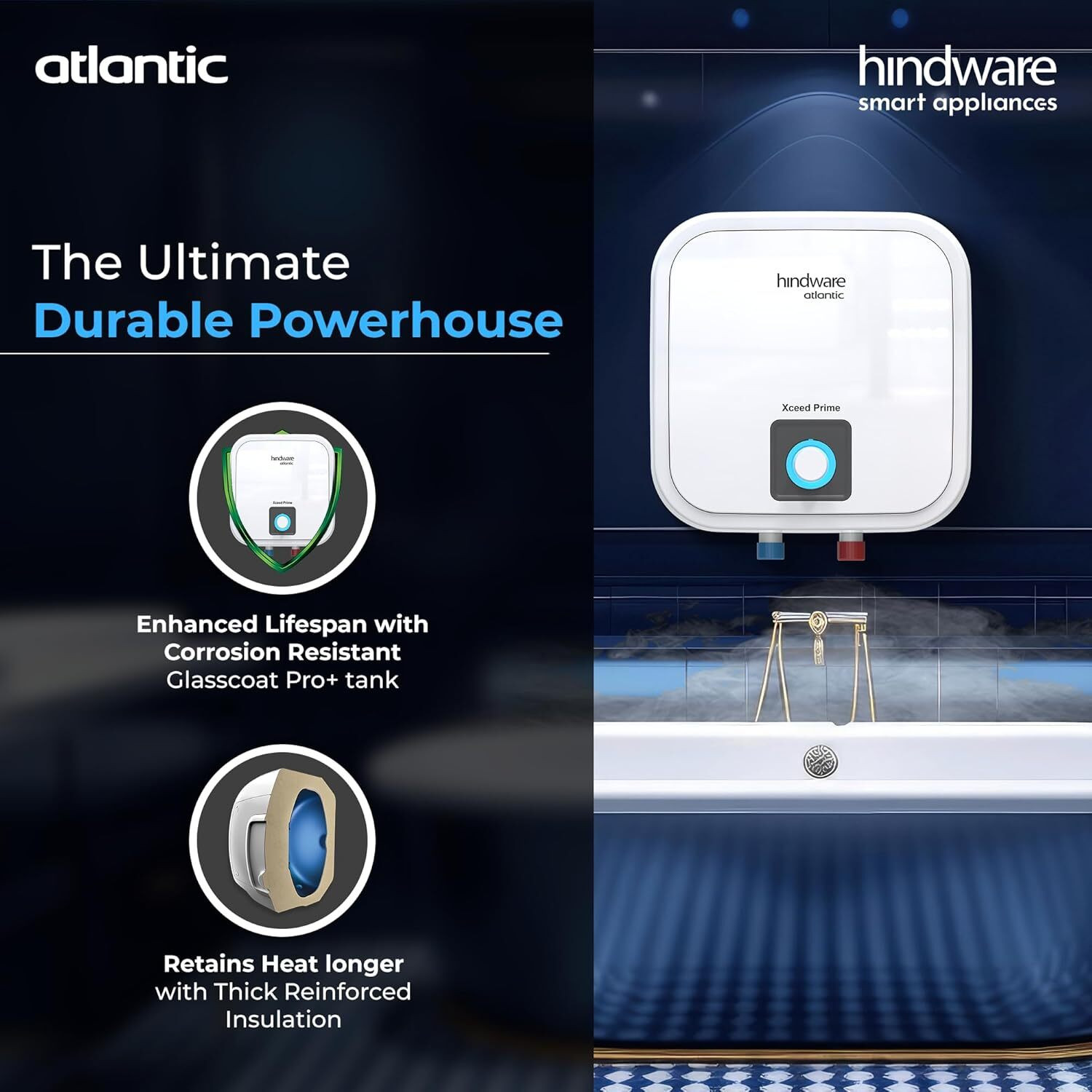 Image of Hindware 10 L Storage Water Geyser (Xceed Prime ( Pack of 1) 2Kw,, White) (White)