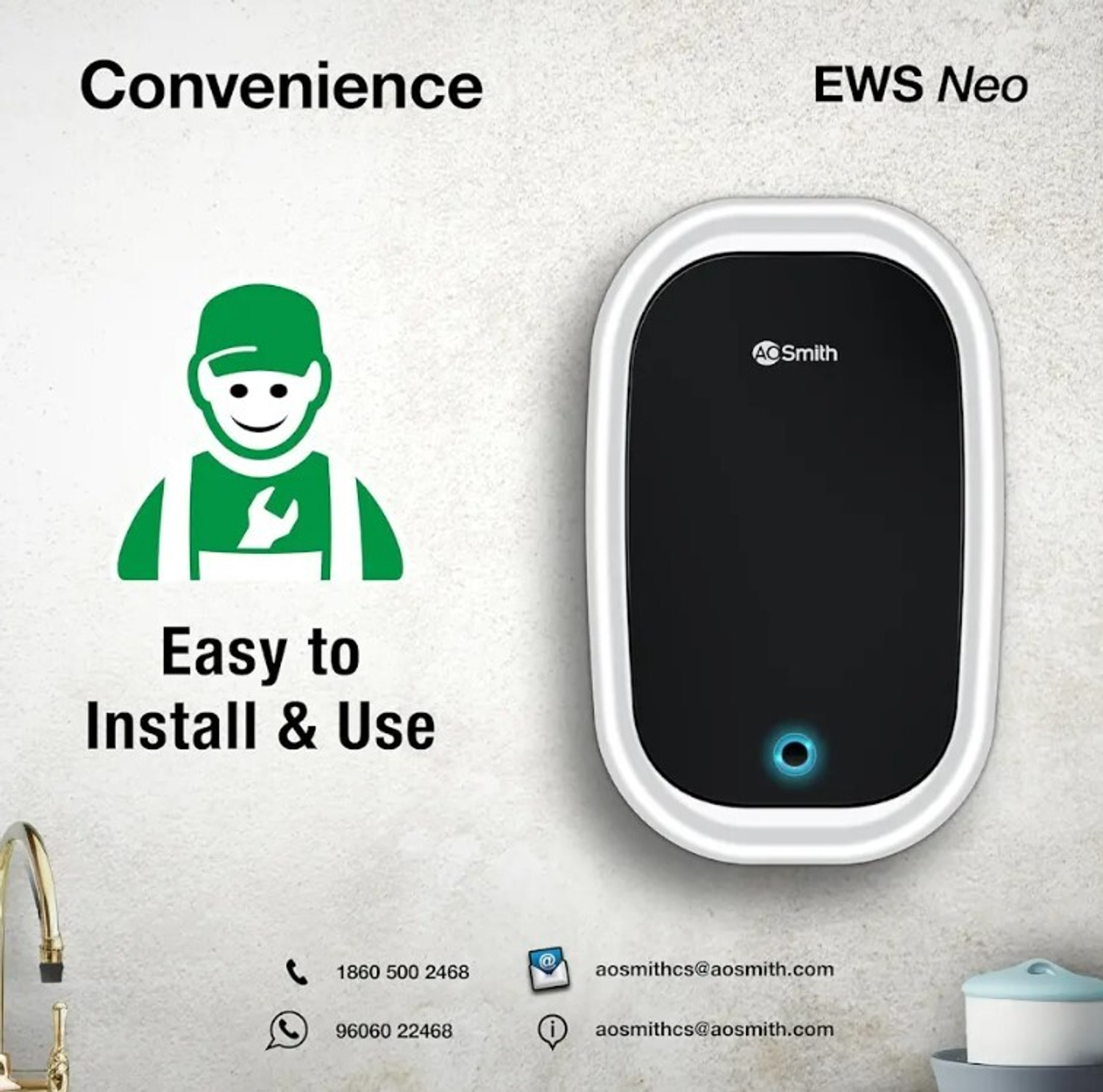 Image of AO Smith EWS NEO-003L 3 L Instant Water Geyser