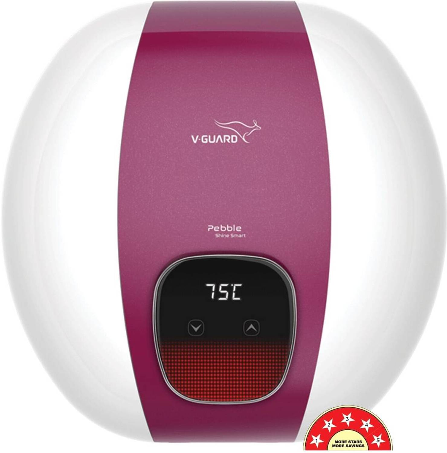 V-Guard Pebble Shine Smart 15 L Storage Water Geyser Voice Control Using Google & Alexa | BEE 5 Star Rating | Suitable for Hard Water | Free Pan India Installation