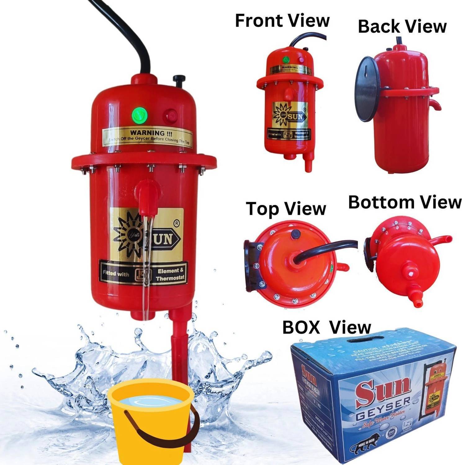 Yalli sun 1.5 L Instant Water Geyser (vss, Red) (Red)