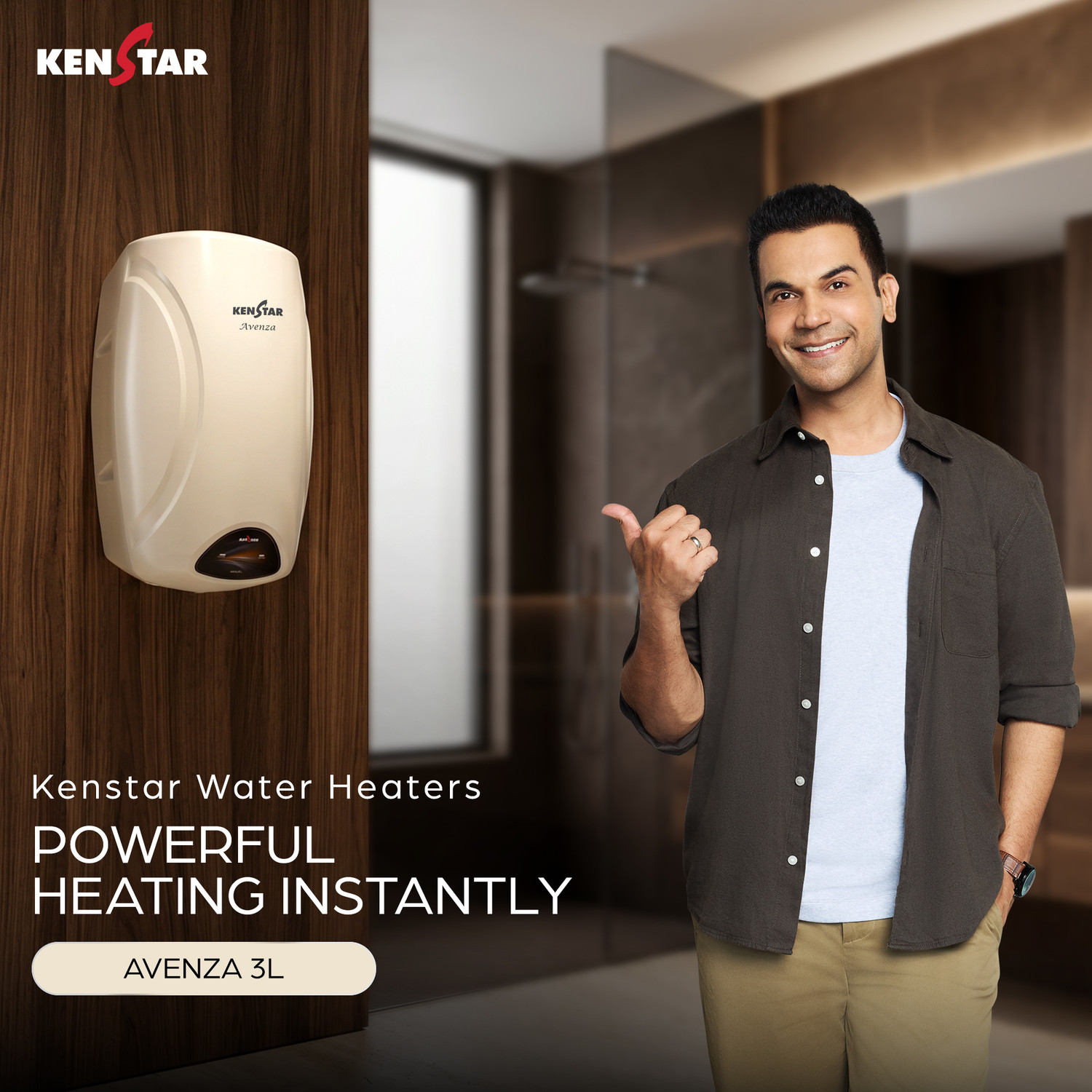 Image of Kenstar AVENZA 3L Instant Water Heater 2990W with Free Pipes | 5 Year Tank Warranty 3 L Instant Water Geyser