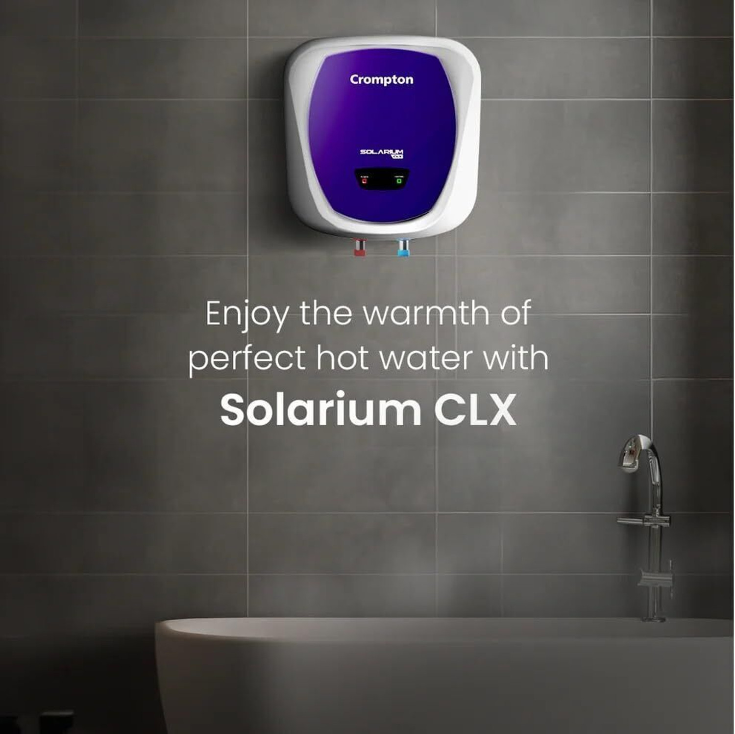 Image of Crompton 15 L Storage Water Geyser (Solarium CLX 5 Star Rated with Free Installation and Connection Pipes ASWH-4915, Blue and White) (Blue and White)