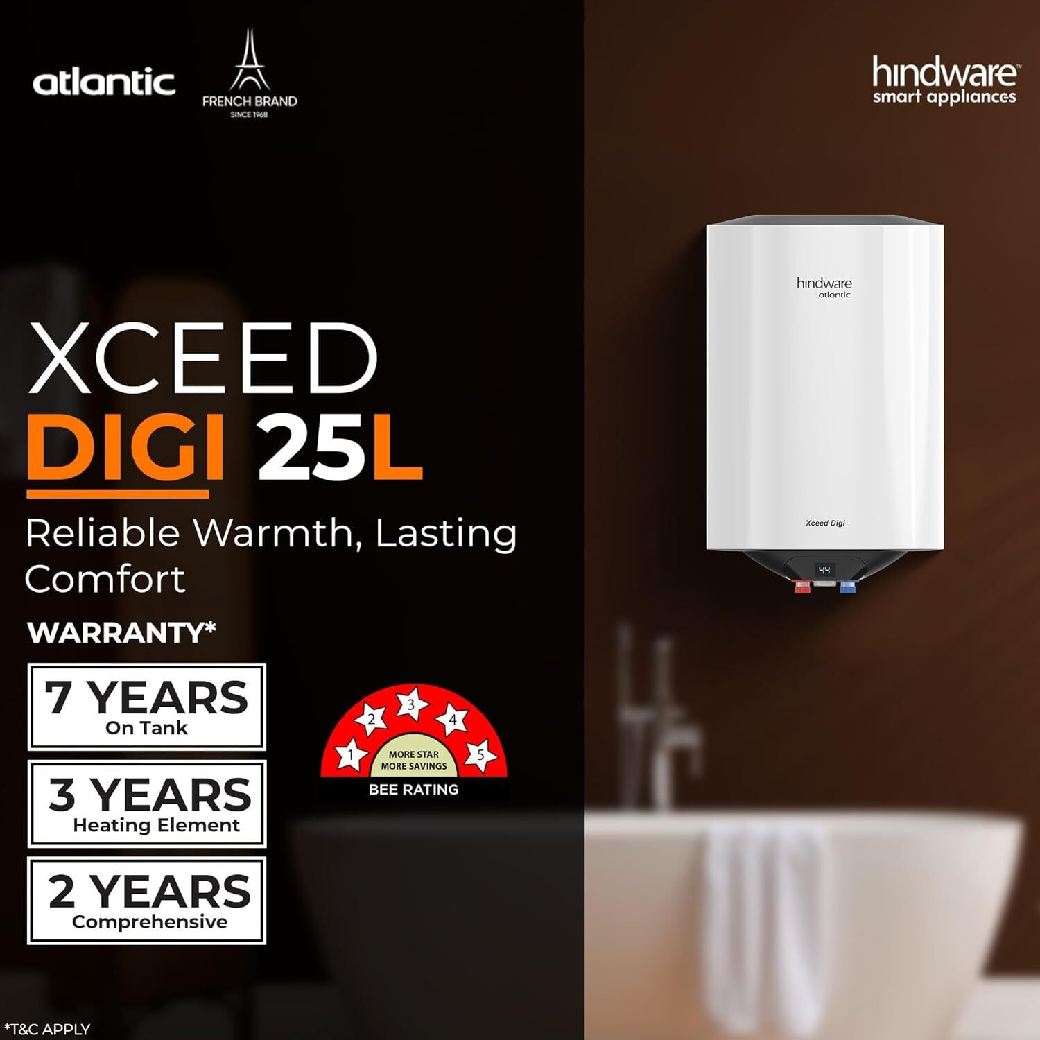 Image of Hindware Smart Appliances Xceed Digi 25L, pack of 1, 25 L Storage Water Geyser