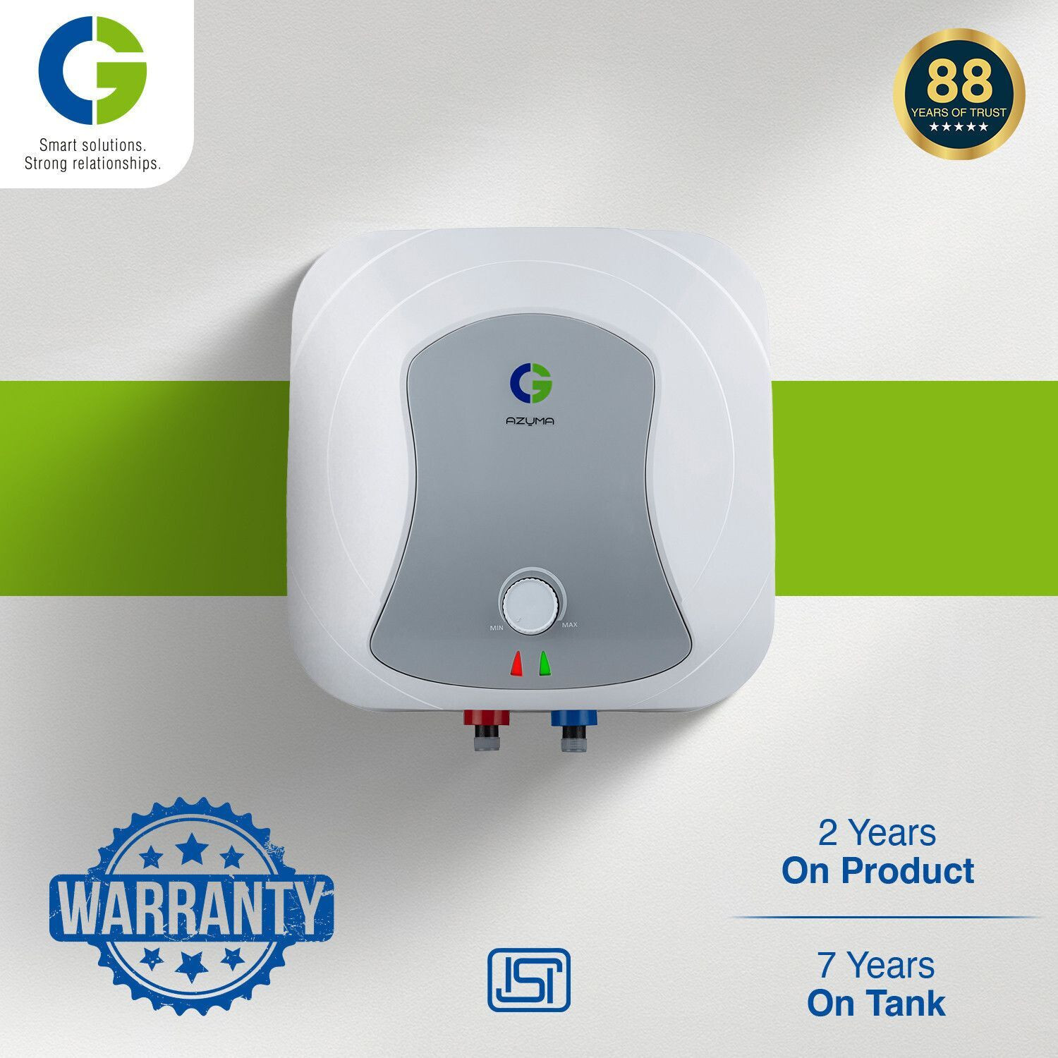 Image of CG Azuma 10 L Storage Water Geyser | with Free Pipes and Free Installation