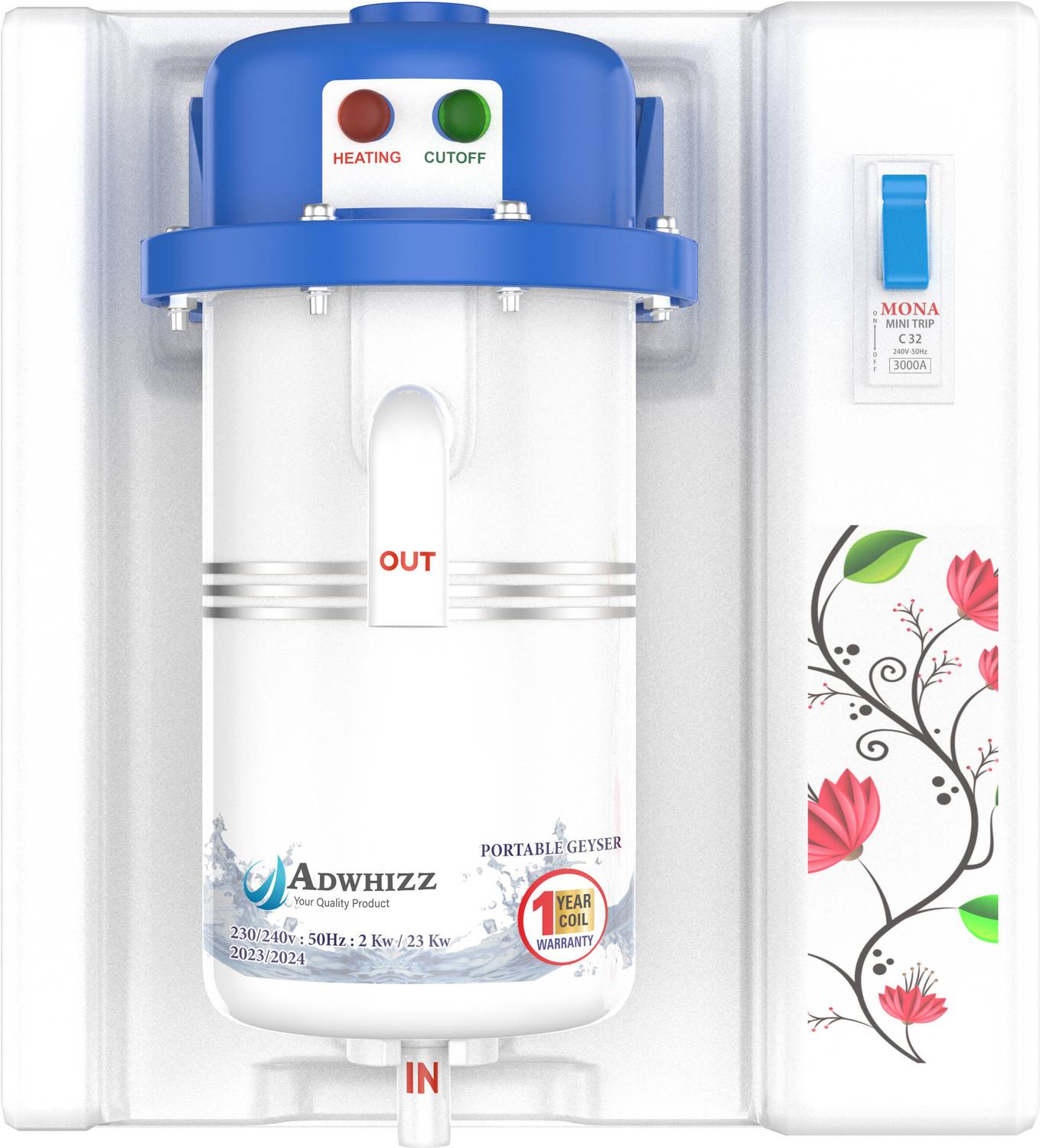 Adwhizz 1 L Instant Water Geyser (ULTRA PREMIUM WITH ABS SHOCK PR