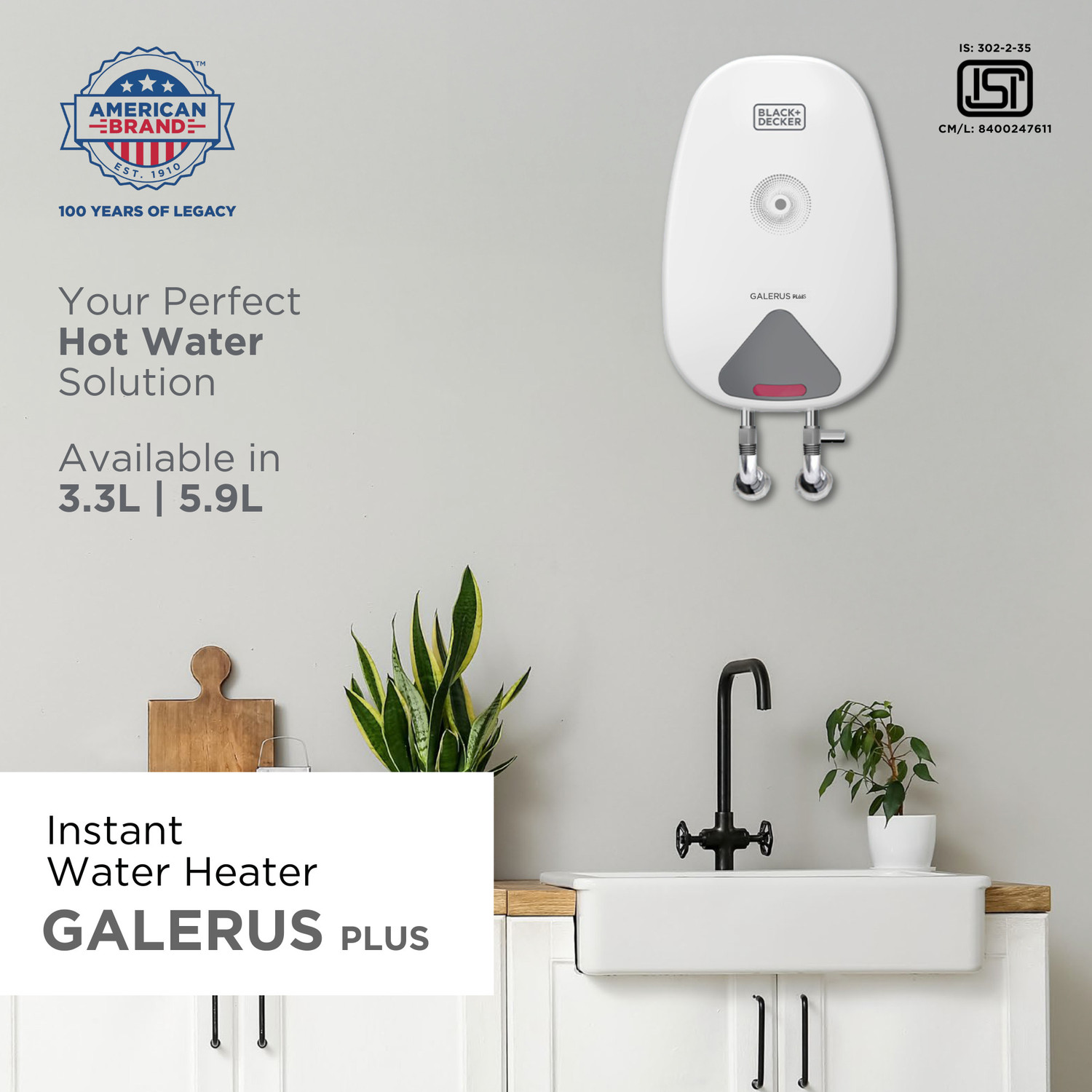 Image of BLACK+DECKER BXWH03033IN 3.3 L Instant Water Geyser