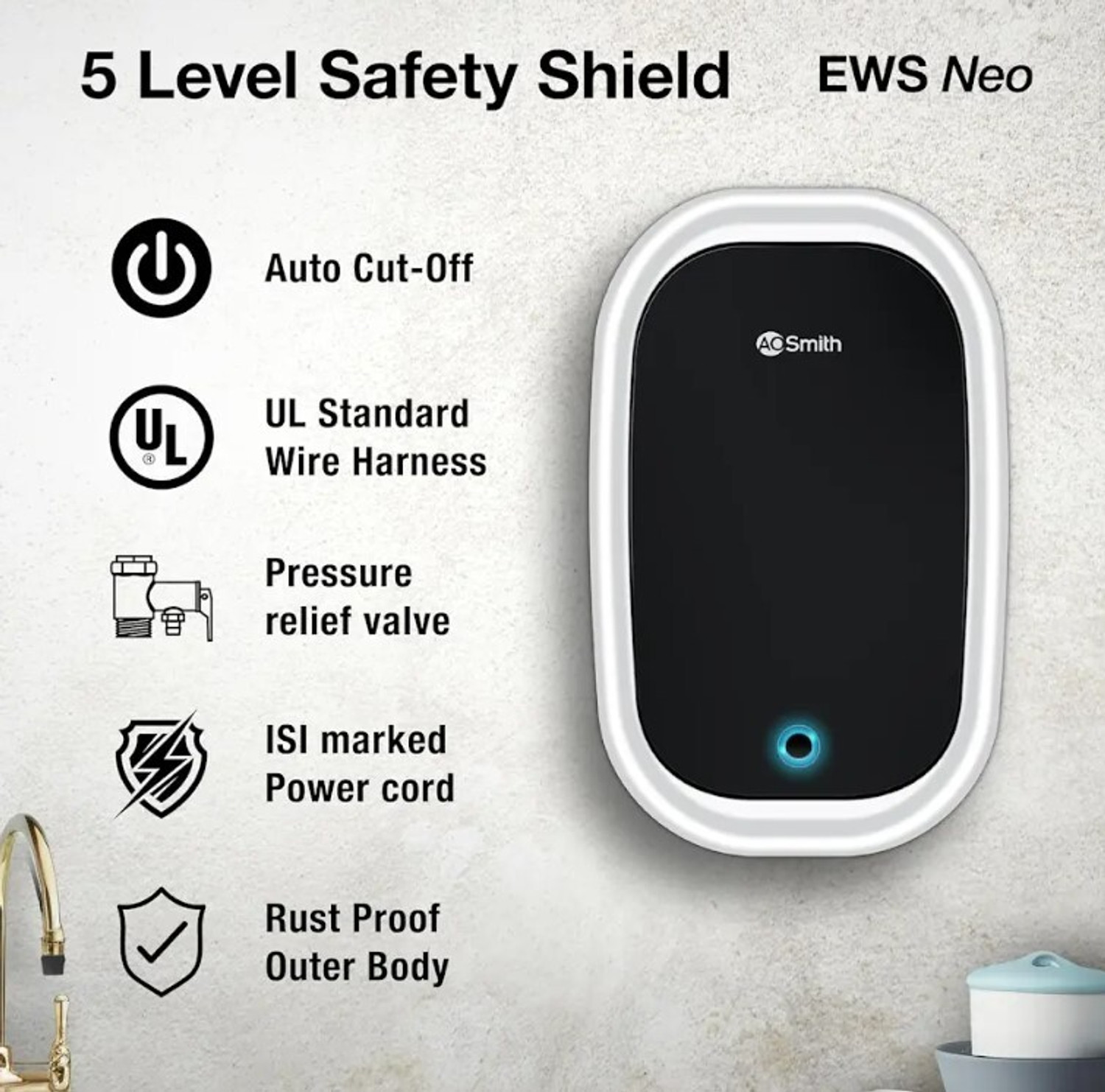 Image of AO Smith EWS NEO-003L 3 L Instant Water Geyser