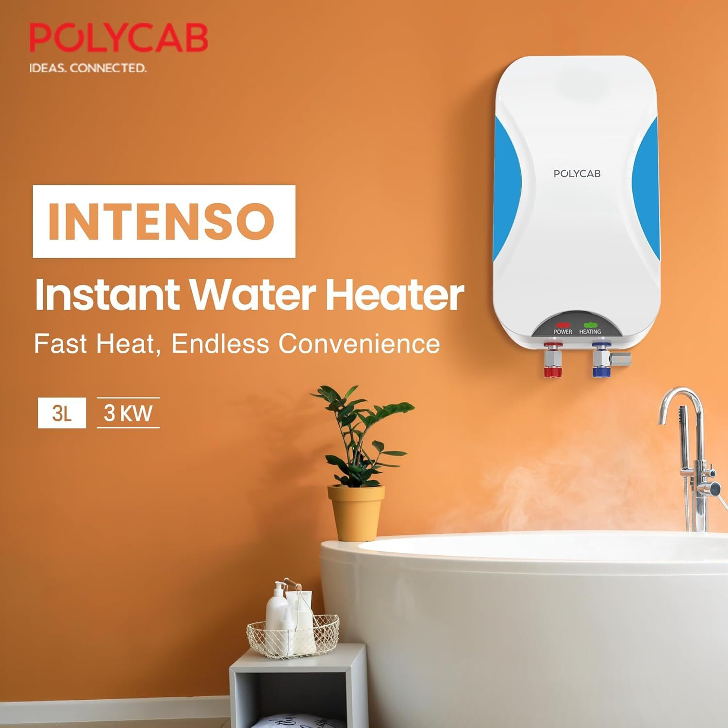 Image of Polycab Intenso 3 litre, 3KW Electric Instant Geyser (Water Heater) For Home, Bathroom 3 L Instant Water Geyser