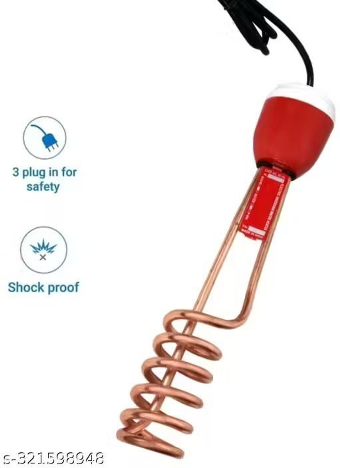 Image of REGOLITH ENTERPRISES SHOCK PROOF 1500 watt COPPER IMMERSION ROD 1500 W Immersion 29 L Instant Water Geyser