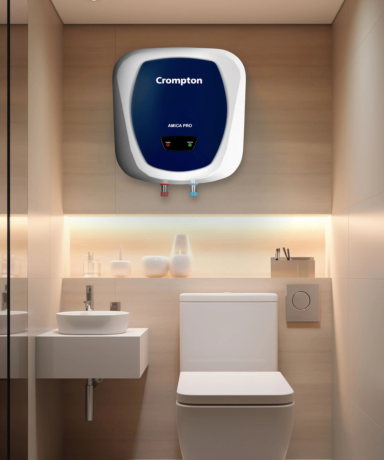 Image of Crompton ASWH-5215 Amica Pro) 15 L Storage Water Geyser | 5 Star BEE Energy Rating | Glassline Tanked