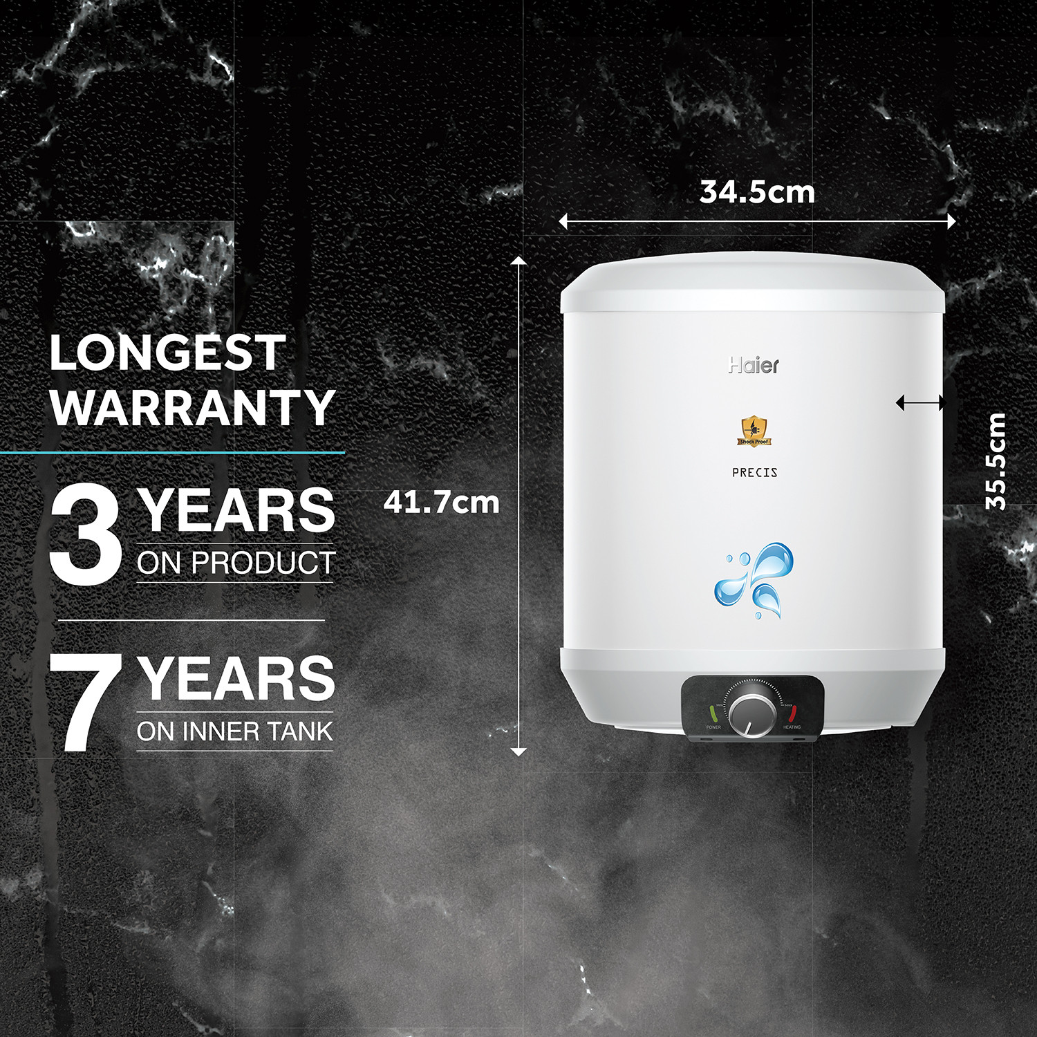 Image of Haier ES15V-PV2(PRE)(W) 15 L Storage Water Geyser | with Free Pipes and Free Installation
