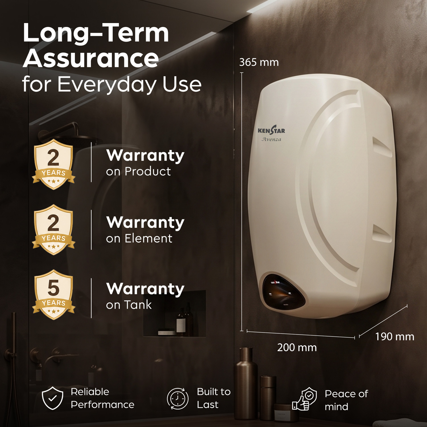 Image of Kenstar AVENZA 3L Instant Water Heater 2990W with Free Pipes | 5 Year Tank Warranty 3 L Instant Water Geyser