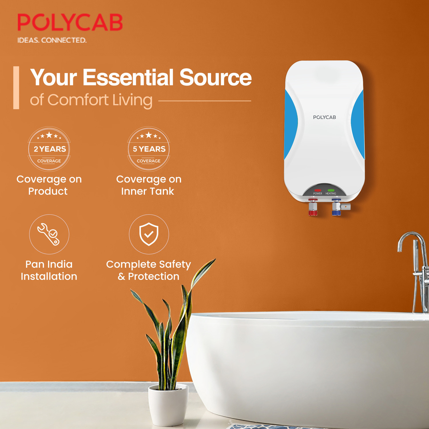 Image of Polycab Intenso 3 L Instant Water Geyser | 5 Star BEE Energy Rating