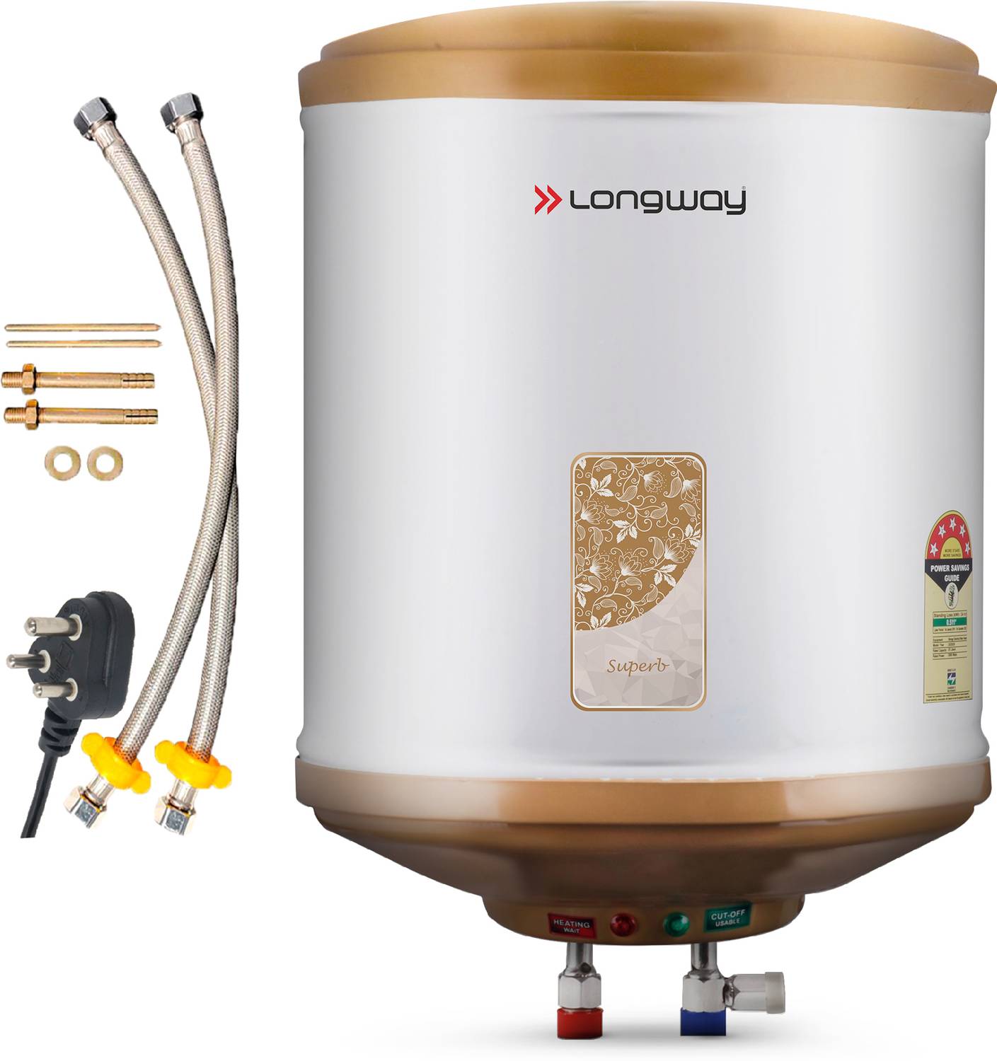 Longway 15 L Storage Water Geyser 5 Star BEE Energy Rating SS T