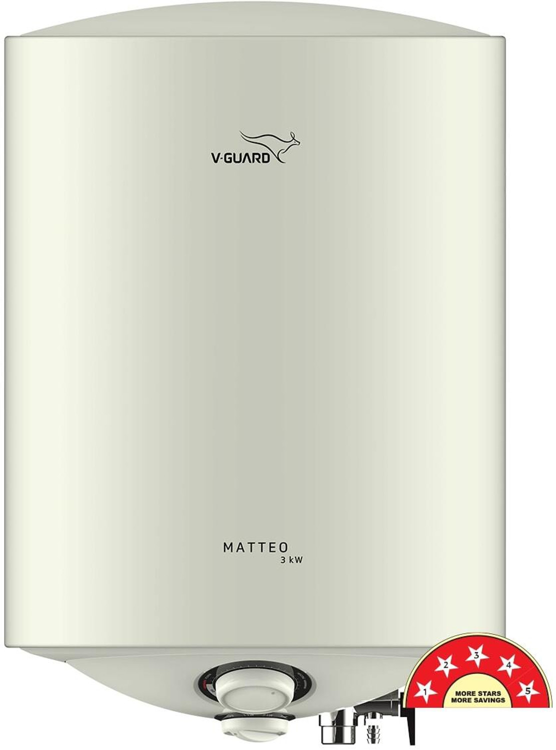 Image of V-Guard Matteo 3kW 25 L Storage Water Geyser 33% Faster Heating | BEE 5 Star Rating | Advanced 4 Layer Safety | Suitable for Hard Water