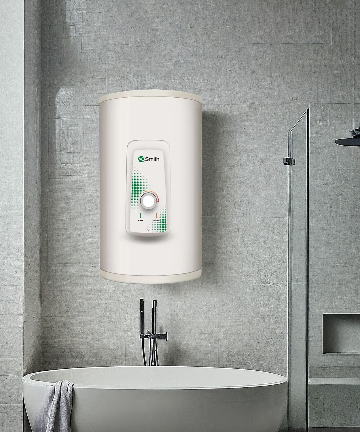 Image of AO Smith HSE-VAS-X-025 25 L Storage Water Geyser | 2kW | Vertical | Designed for high rise buildings with 8 bar pressure rating | Longer life in hard water conditions with Blue Diamond glass lined tank | BEE 4-star rating for high energy efficiency and power savings