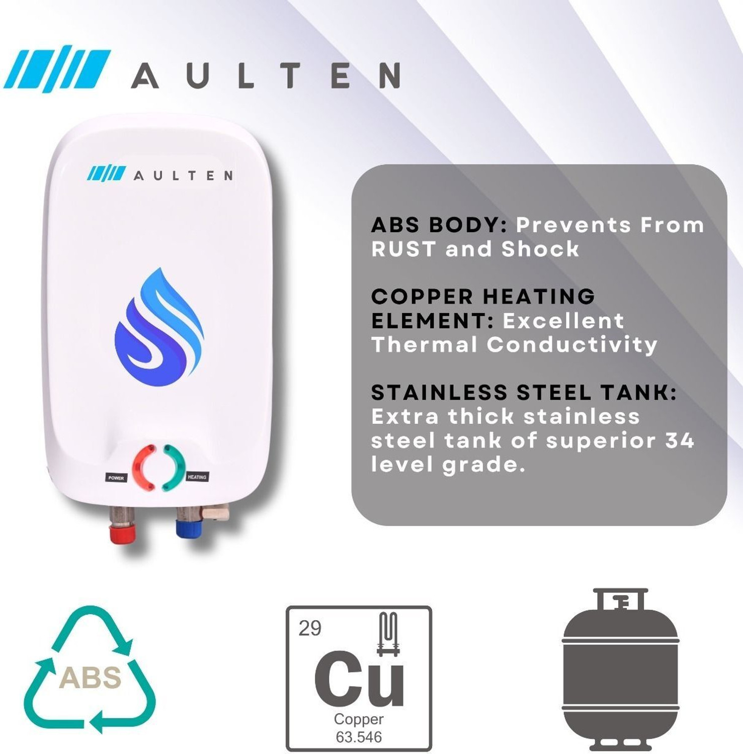 Image of Aulten {Stellar Mini} with Advanced Multi-Layered Safety 3 L Storage Water Geyser