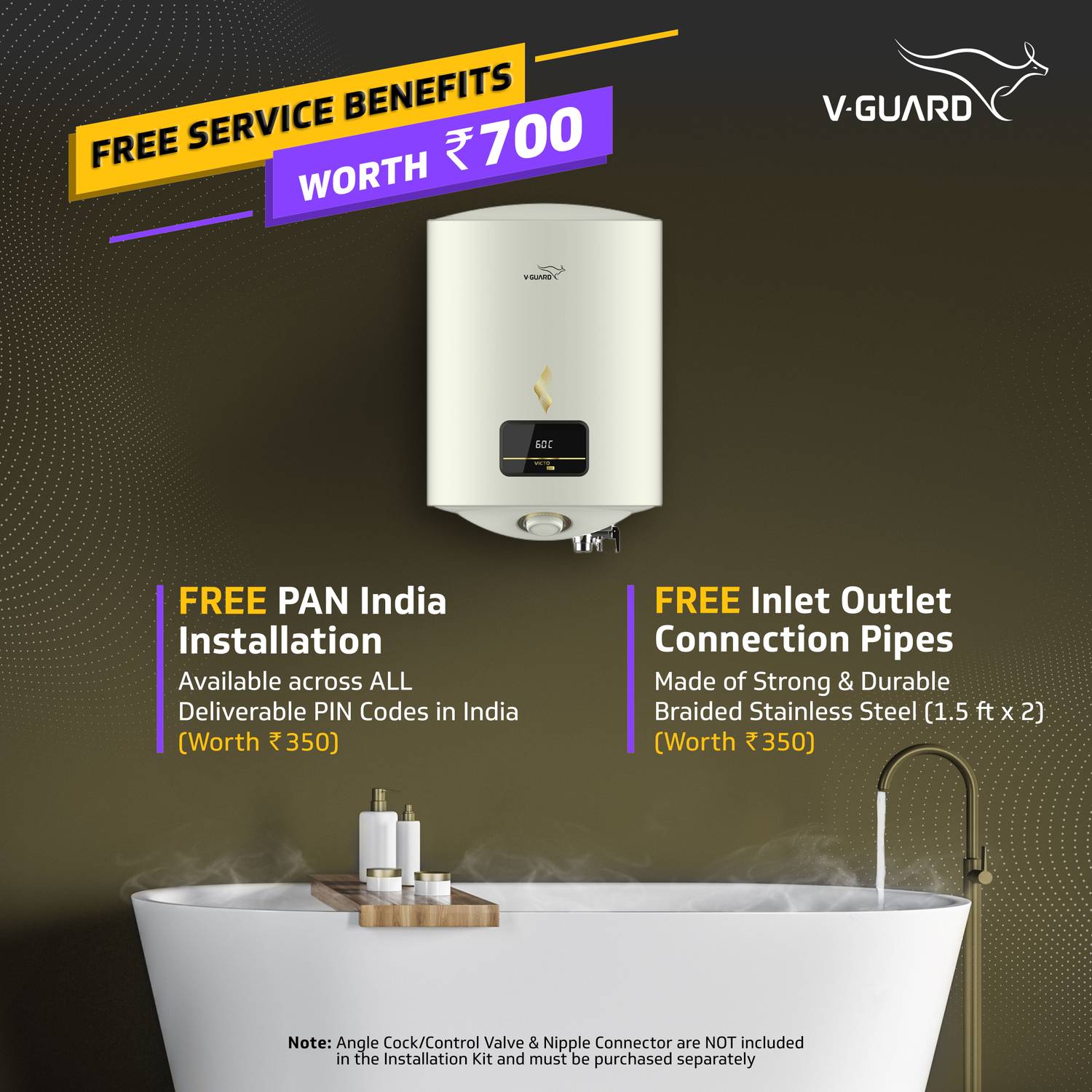 V-Guard Victo 15L Storage Water Geyser, 5 Star, White - Image 5