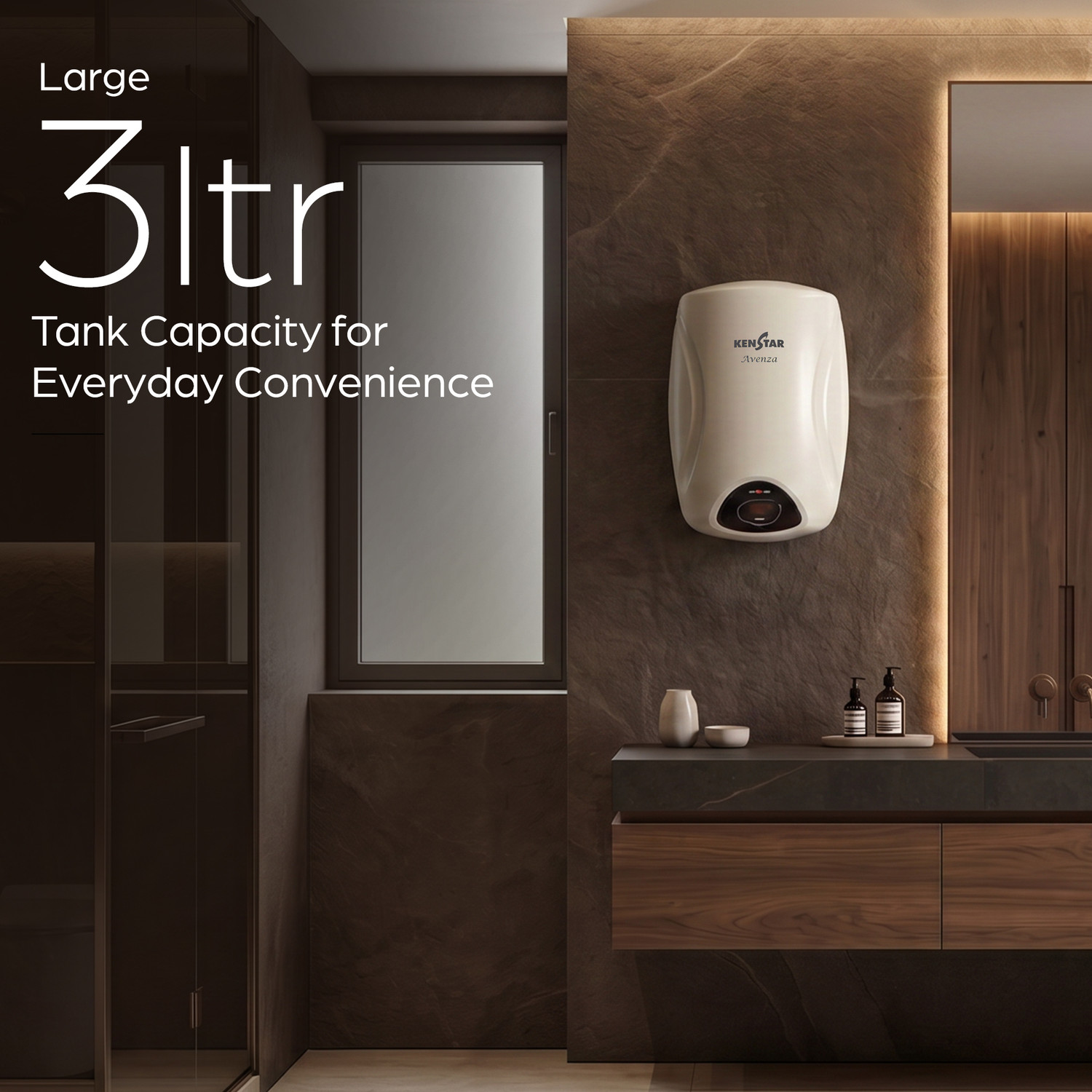 Image of Kenstar AVENZA 3L Instant Water Heater 2990W with Free Pipes | 5 Year Tank Warranty 3 L Instant Water Geyser