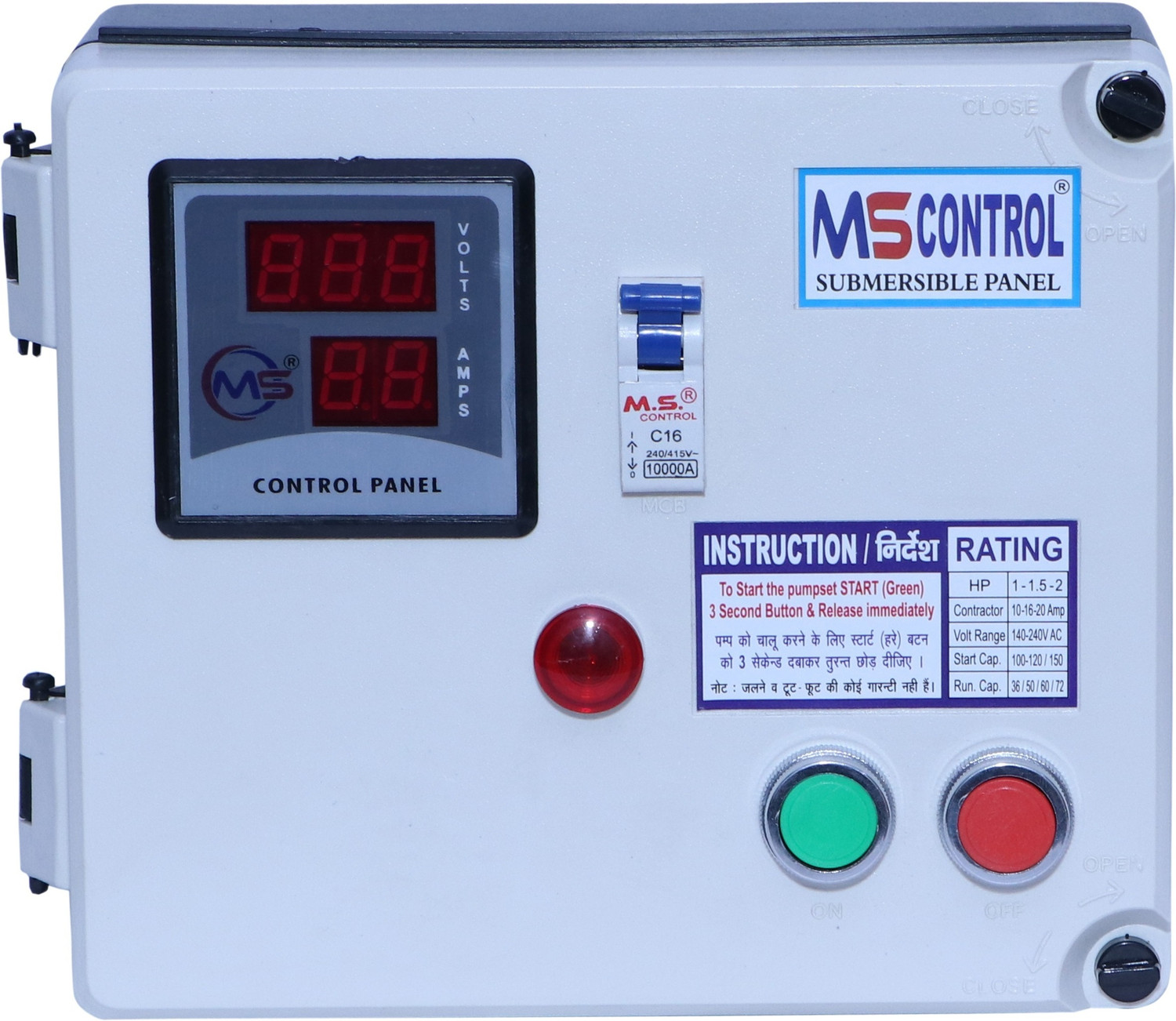 Image of M S control 1 HP Single phase Digital panel pump /starter Submersible Water Pump(1HP Digital) Water Pump Starter