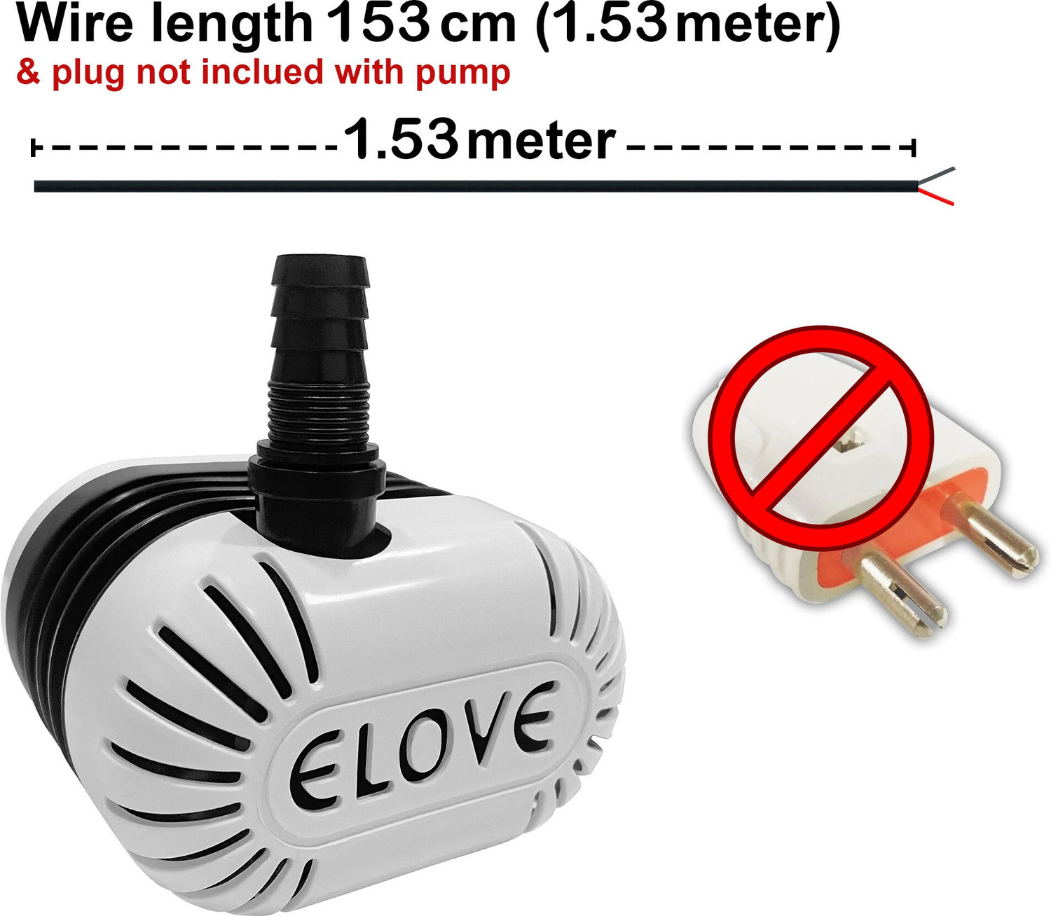 Image of ELOVE 18Watt 180V-230V, 1.85M Desert Air Cooler, Aquarium, Fountains Submersible Water Pump