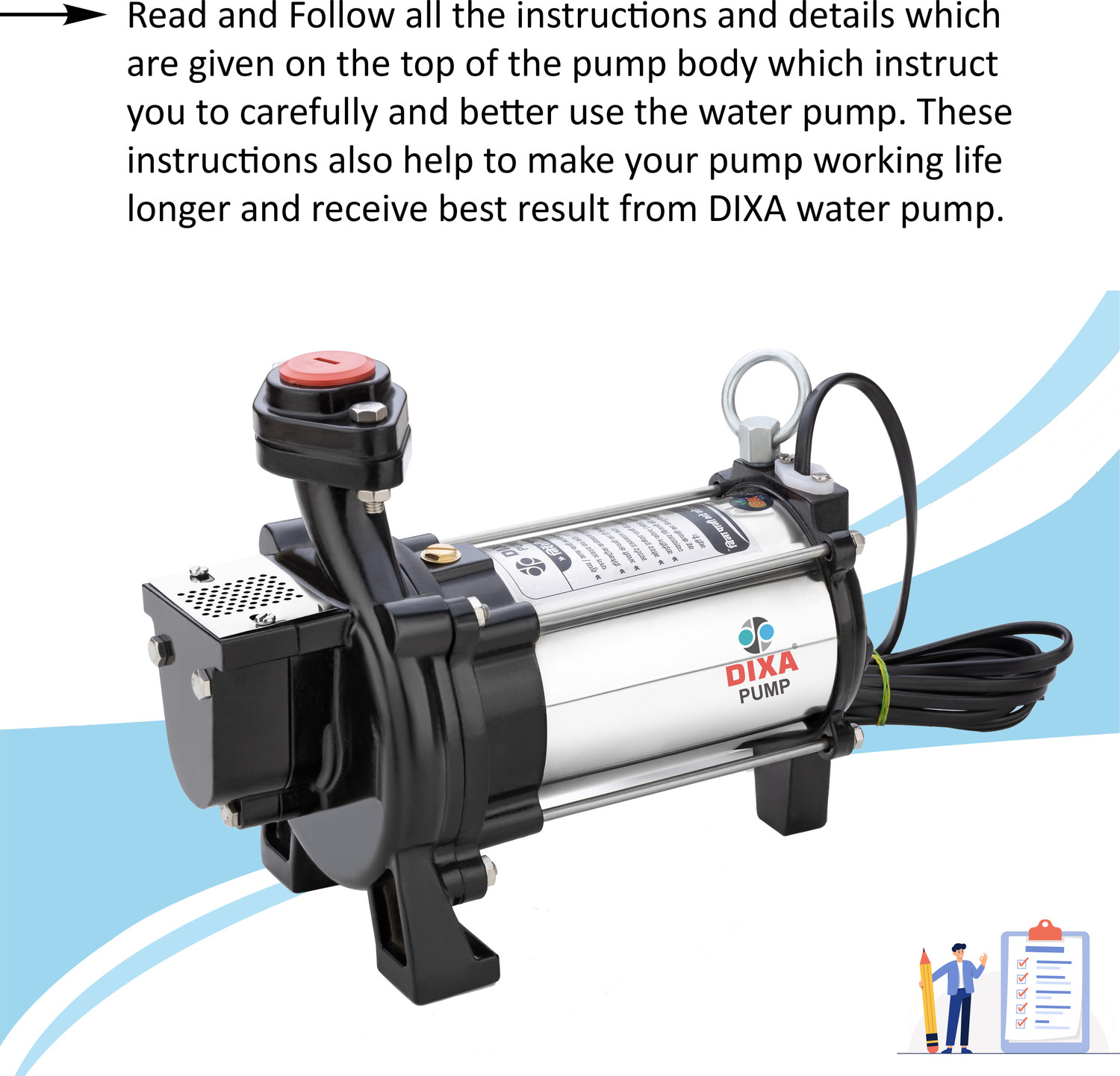 Image of Dixa Open Well Submersible Water Pump 0.5 HP(Made in India) Submersible Water Pump