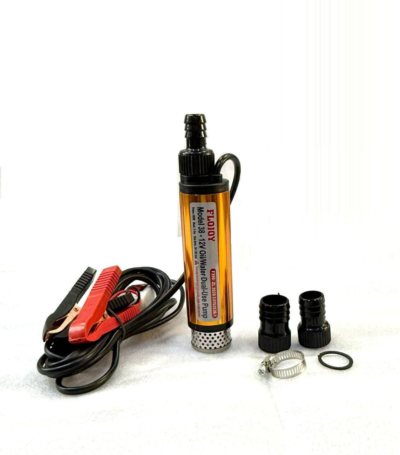 Image of FLOJOY 12V 100W 38mm Diesel Oil Transfer Pump with Filter & 3 Outlet Nozzles Submersible Water Pump