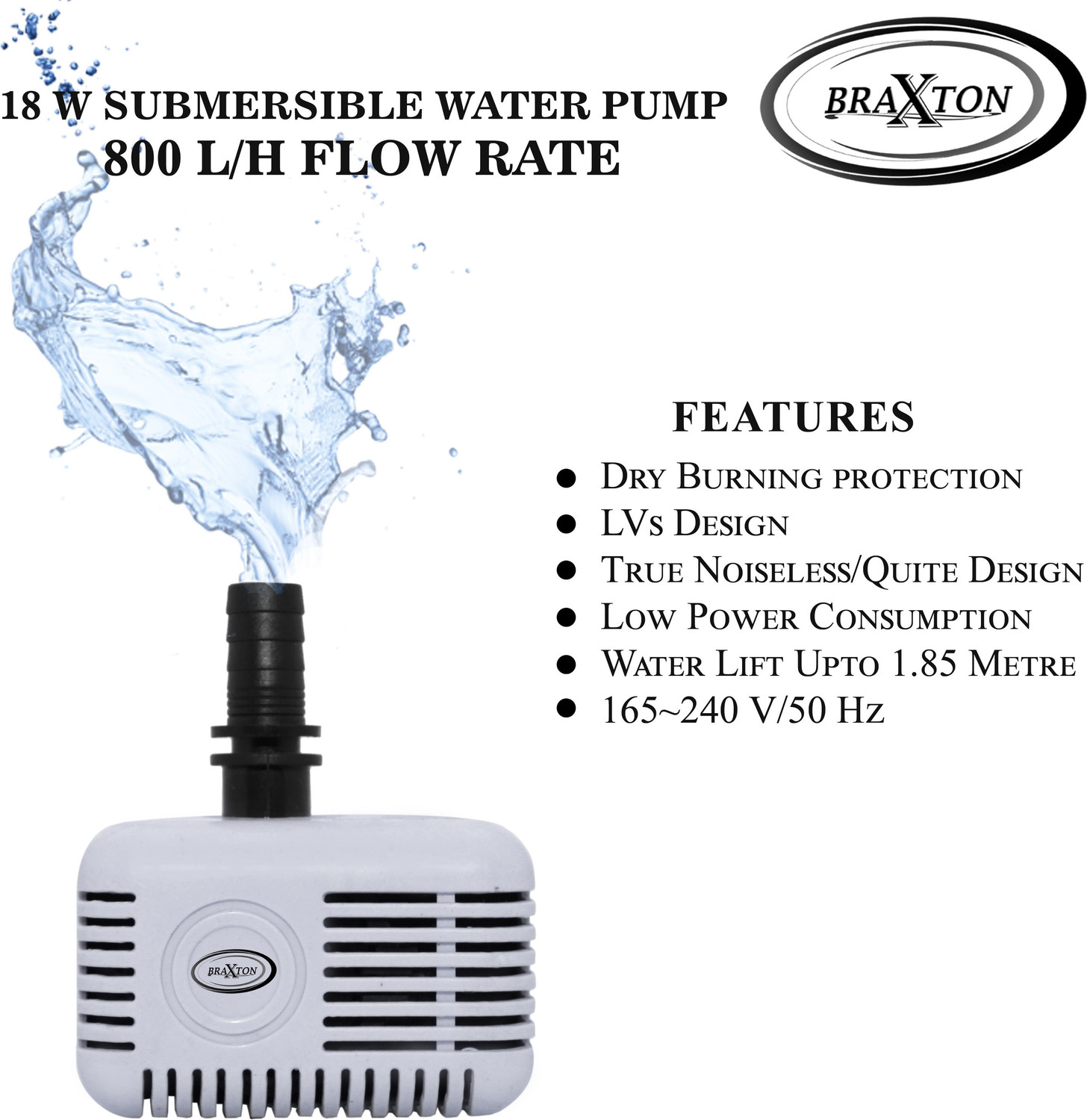 Image of Braxton 18 Watt Multipurpose Water Cooler Pump, Used for Aquarium Submersible Water Pump