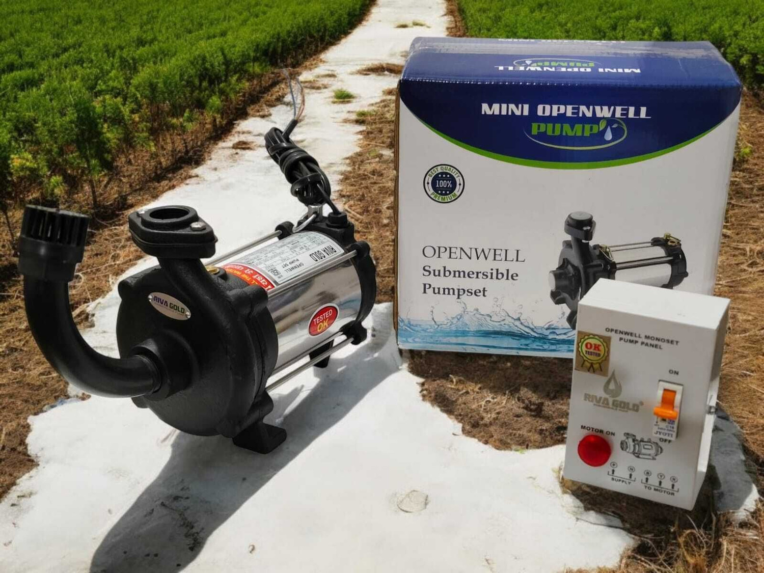 Image of RIVA GOLD 0.5 HP Open well submersible pump with control panel Submersible Water Pump
