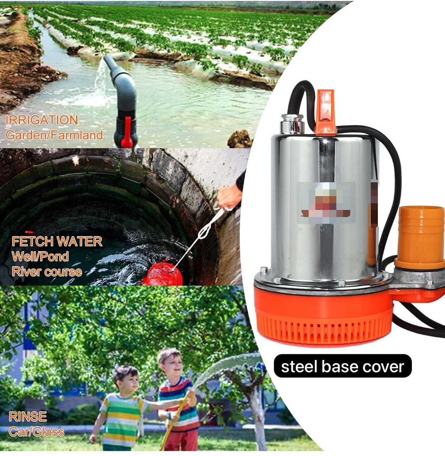 Image of FLOJOY 220W DC 24V Solar / Battery Submerisble Water Pump 5000-7000Lhr Head 35Ft Submersible Water Pump