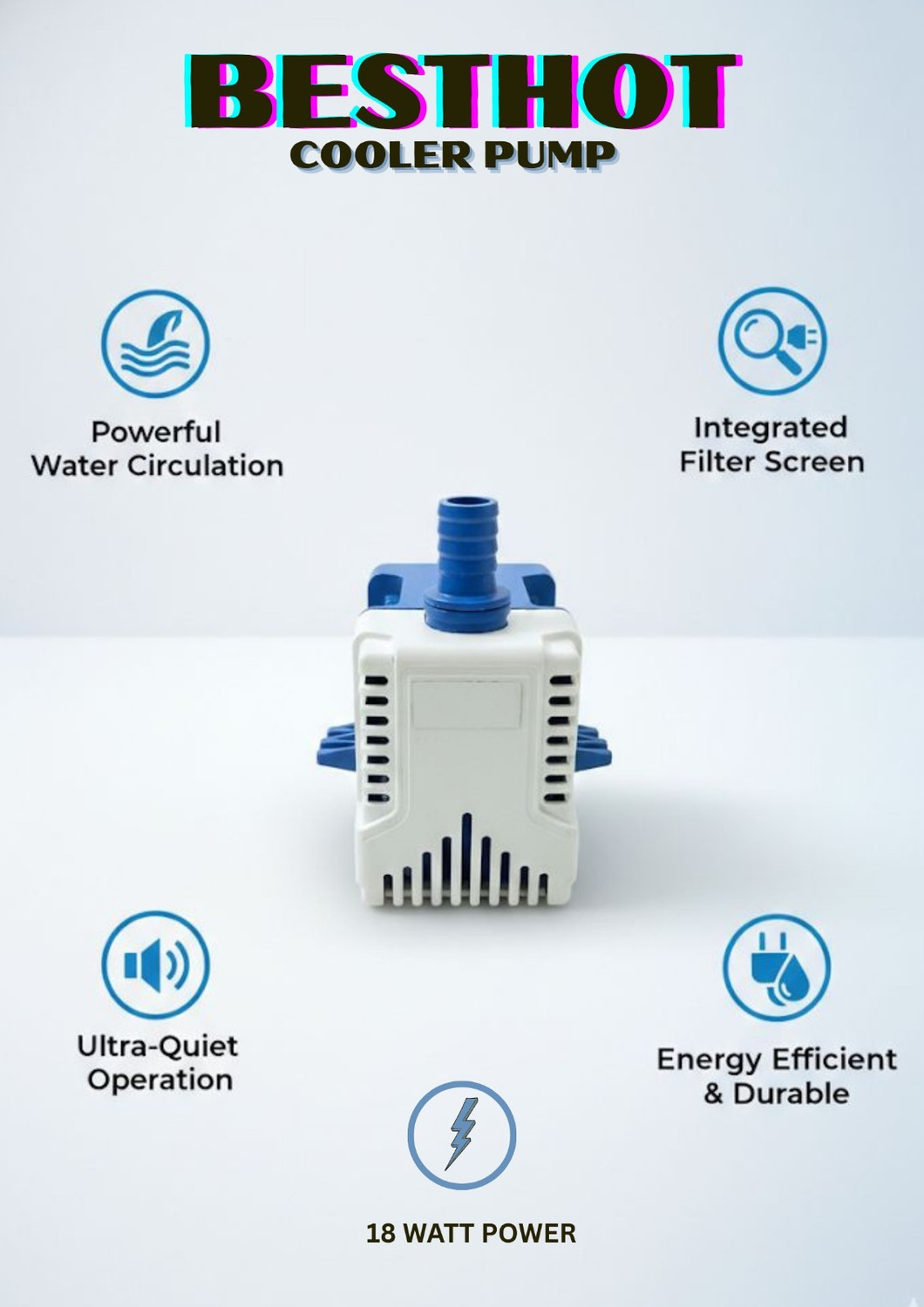 Image of BESTHOT 18 Watt Cooler Water Pump For Aquarium, Small cooler Water Lifting Pump Motor Magnetic Water Pump