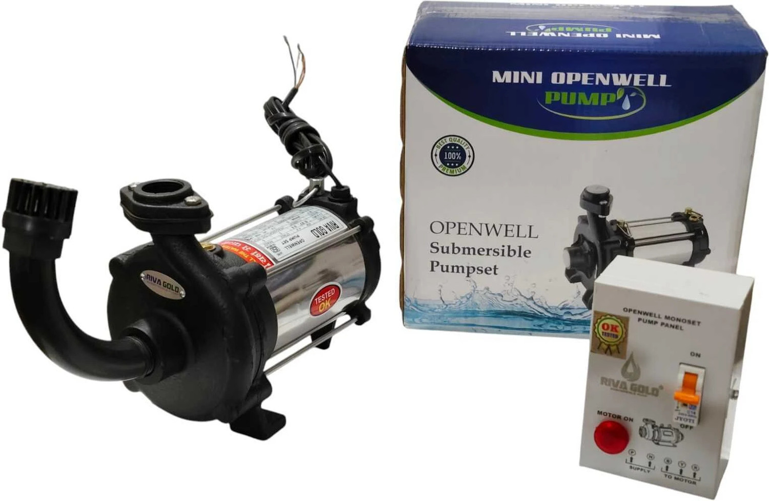 Image of RIVA GOLD 0.5 HP Open well submersible pump with control panel Submersible Water Pump